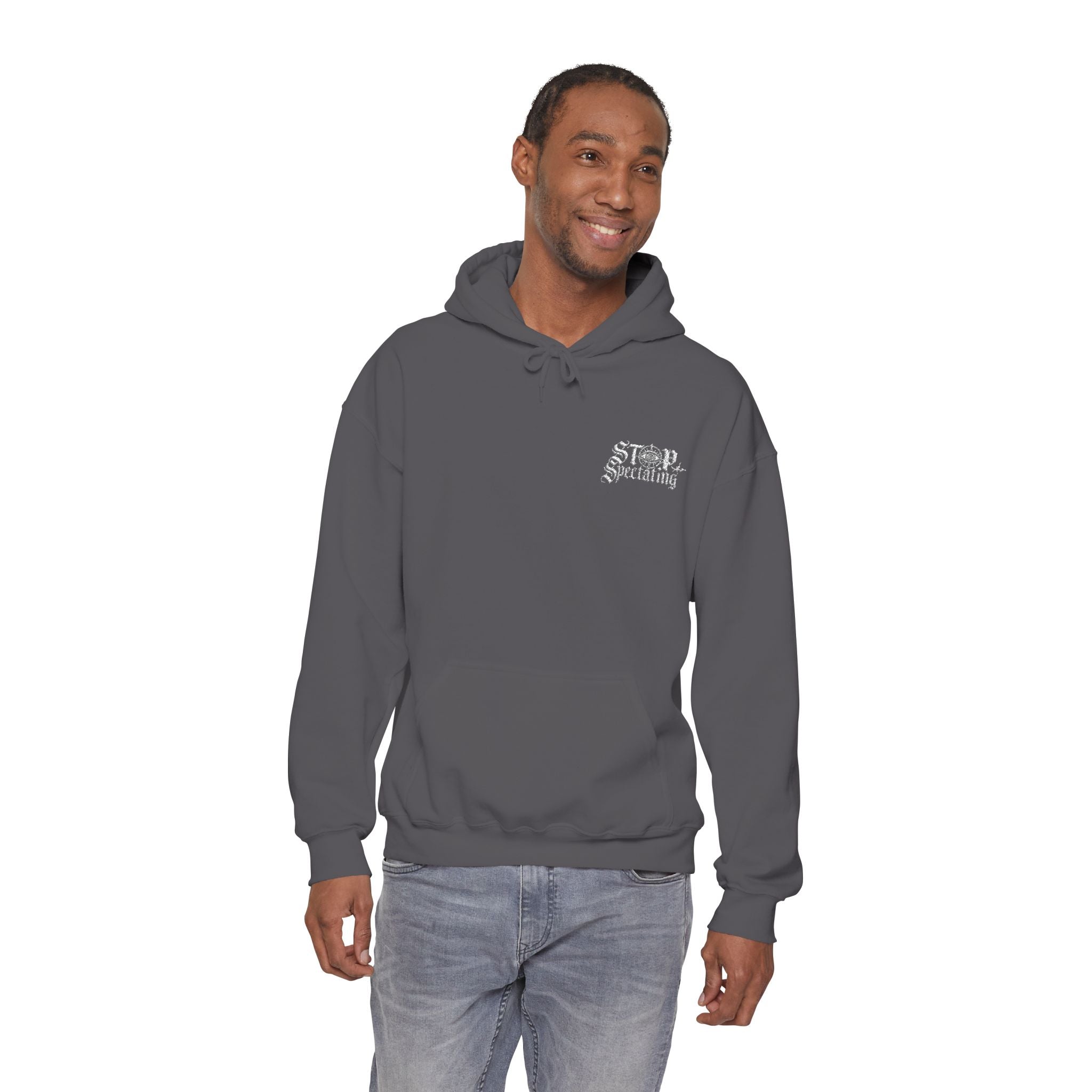 Stop Spectating Embroidered Hoodie - Grey