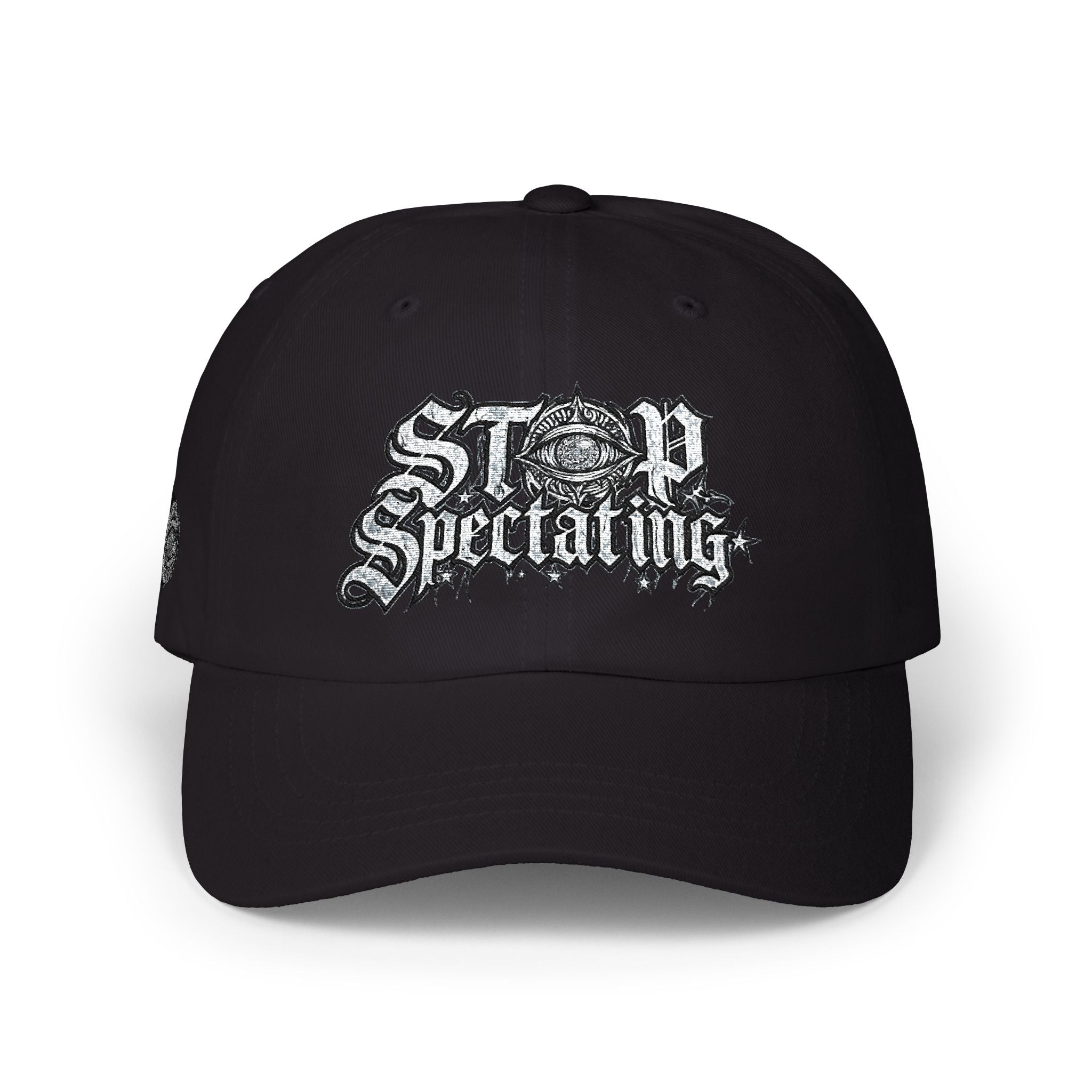 Dad Cap — 'Stop Spectating' Embroidered Gothic Baseball Hat