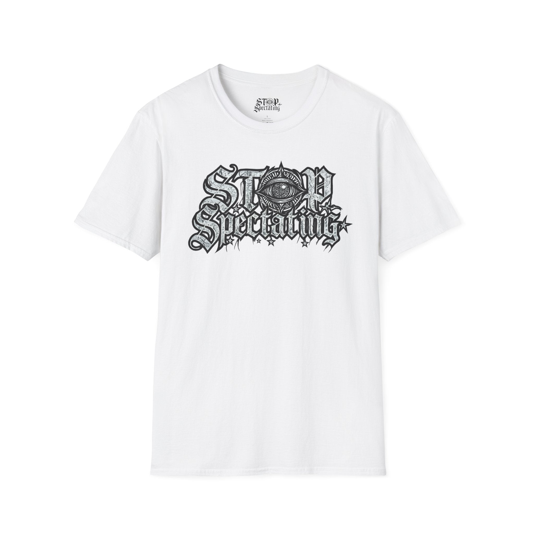 Stop Spectating Lightweight Chest Logo T-Shirt - White - 100% cotton