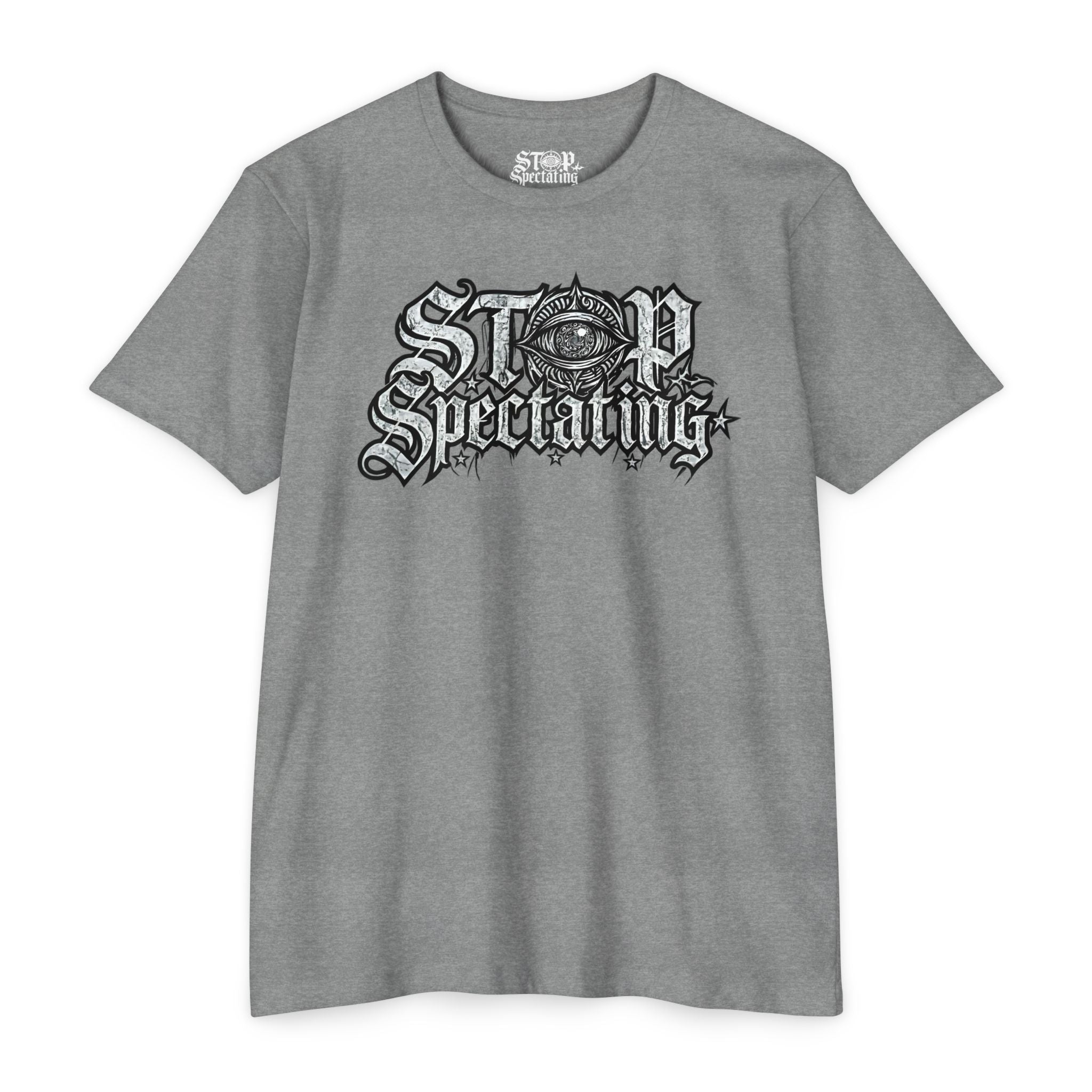 Stop Spectating Large Chest Logo Tee  - 60/40 Blend/Dark Colors