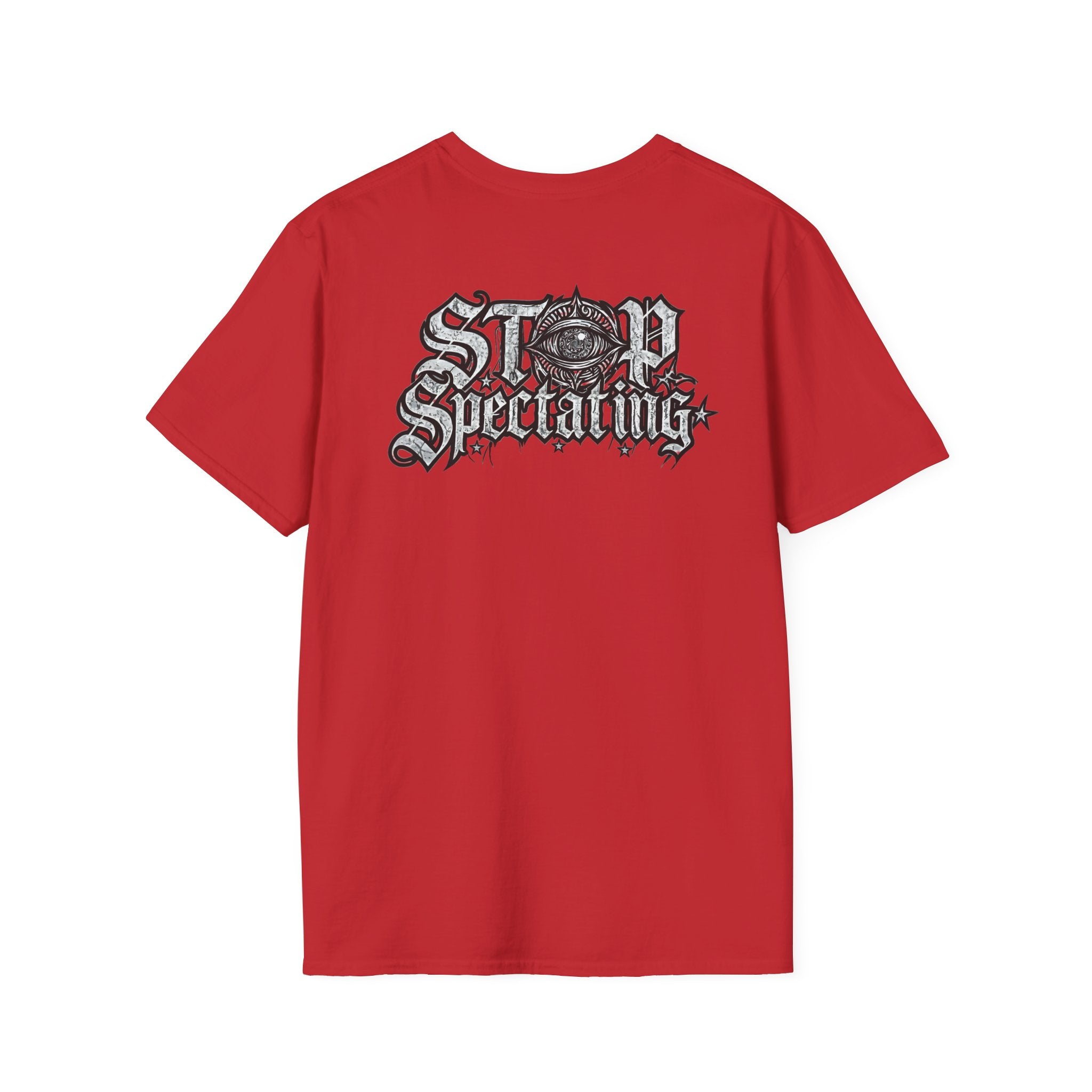 Stop Spectating Left Chest/Back Logo Tee - 100% Cotton/Light Colors