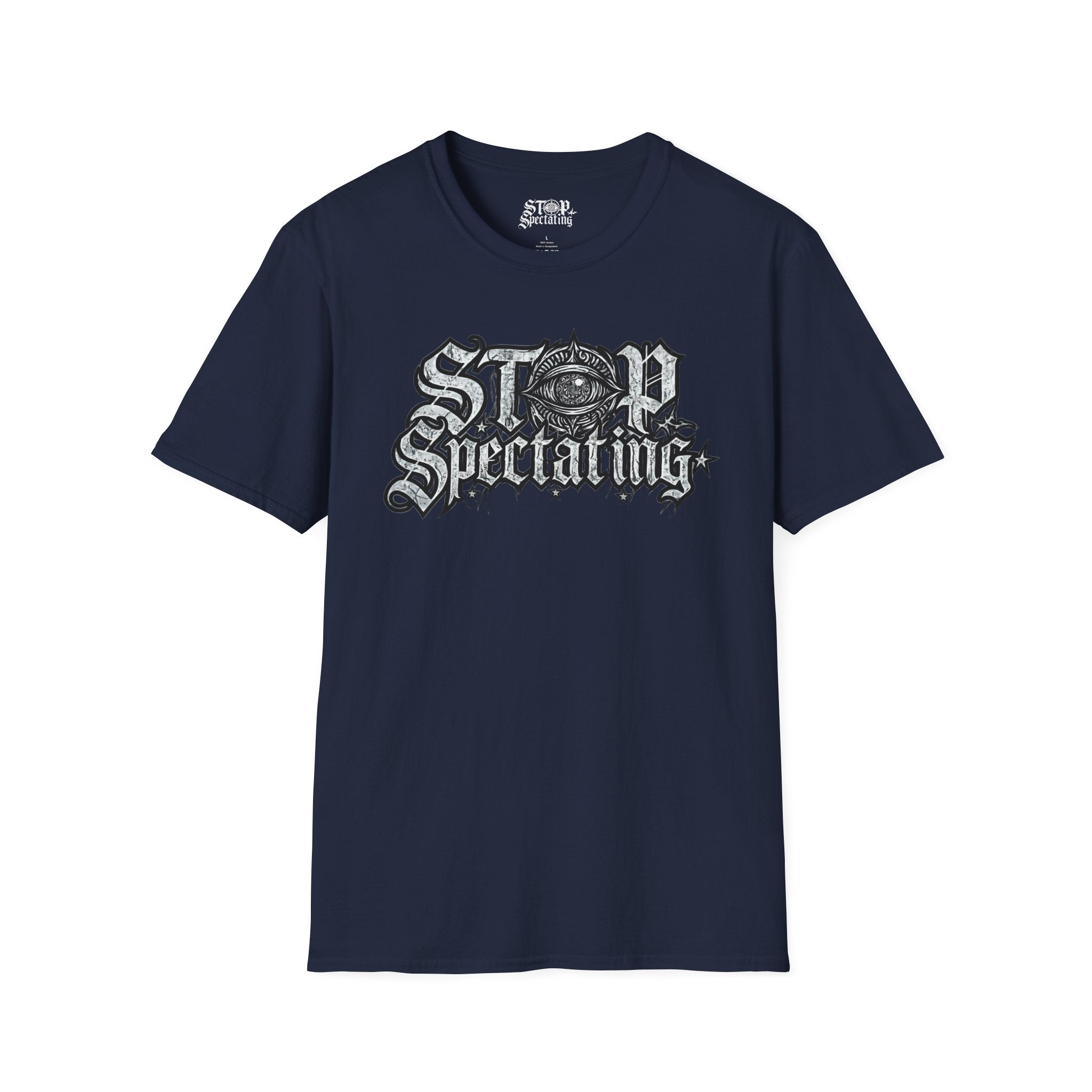 Stop Spectating Large Chest Logo Tee - 100% Cotton/Dark Colors