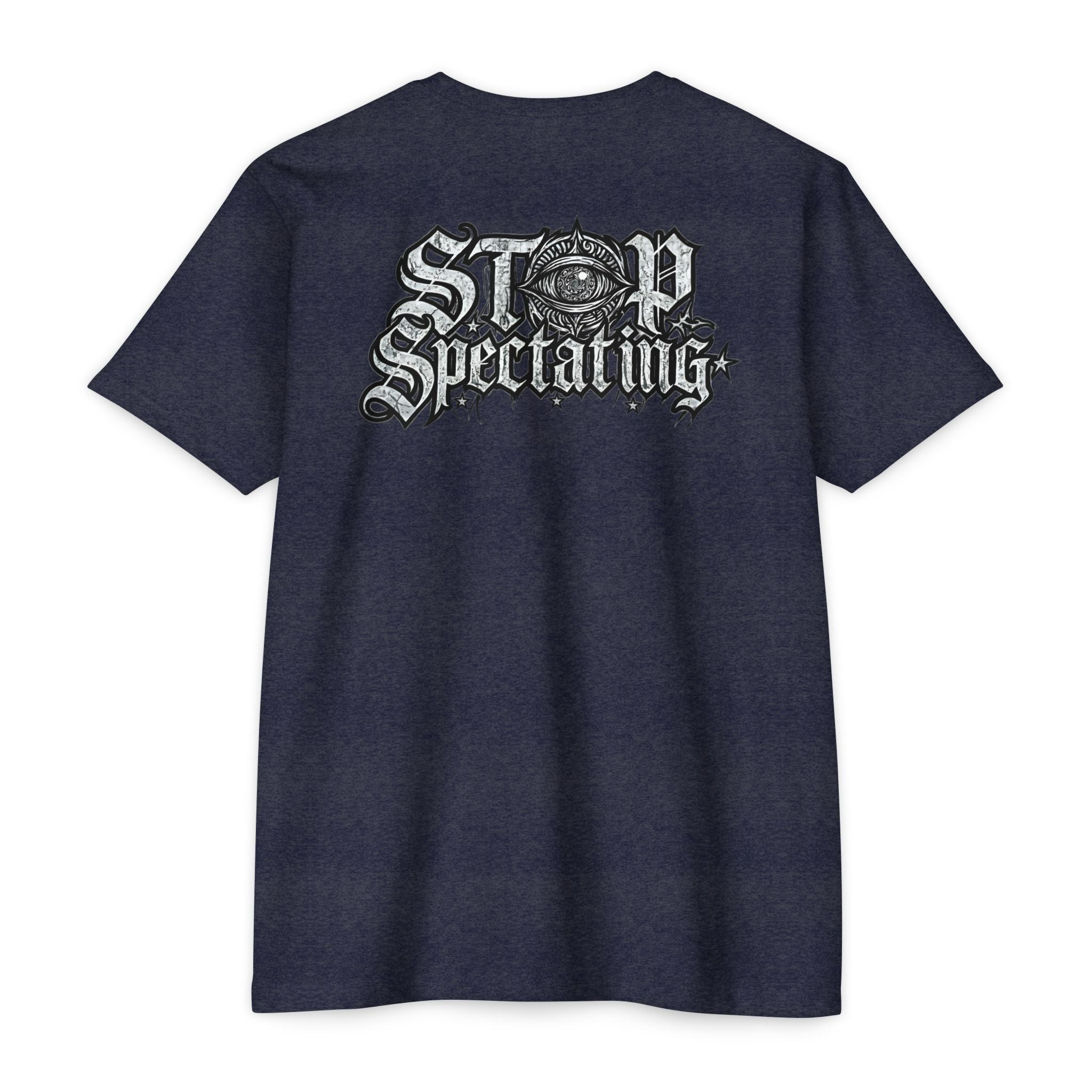 Stop Spectating Left chest/Back Logo Tee - 60/40 Blend/Light Colors