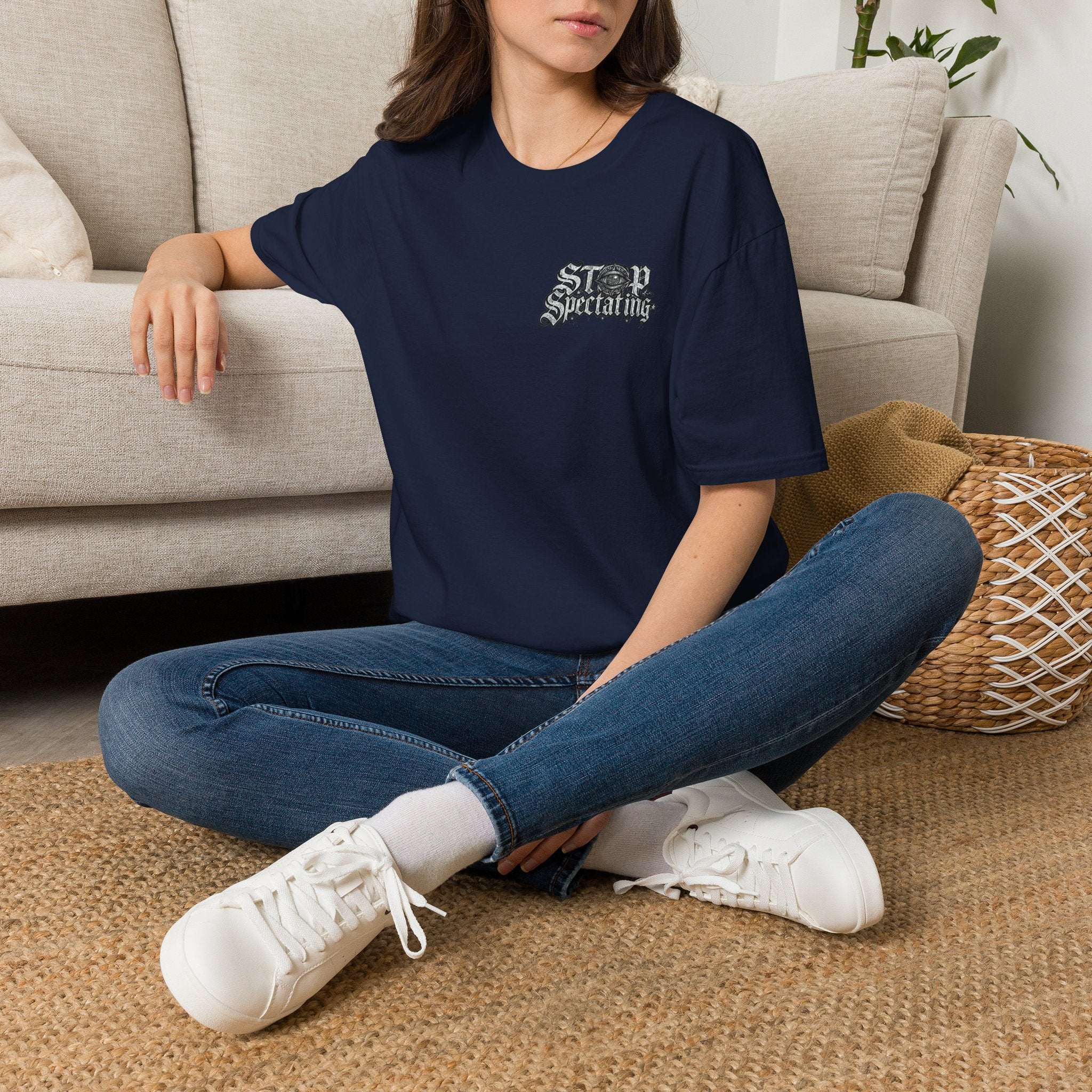 Stop Spectating Left chest/Back Logo Tee - 100% Cotton/Dark Colors