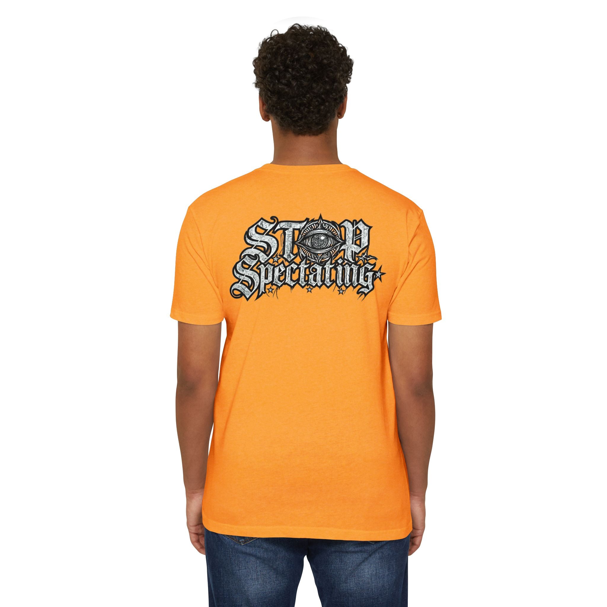 Stop Spectating Left chest/Back Logo Tee - 60/40 Blend/Light Colors