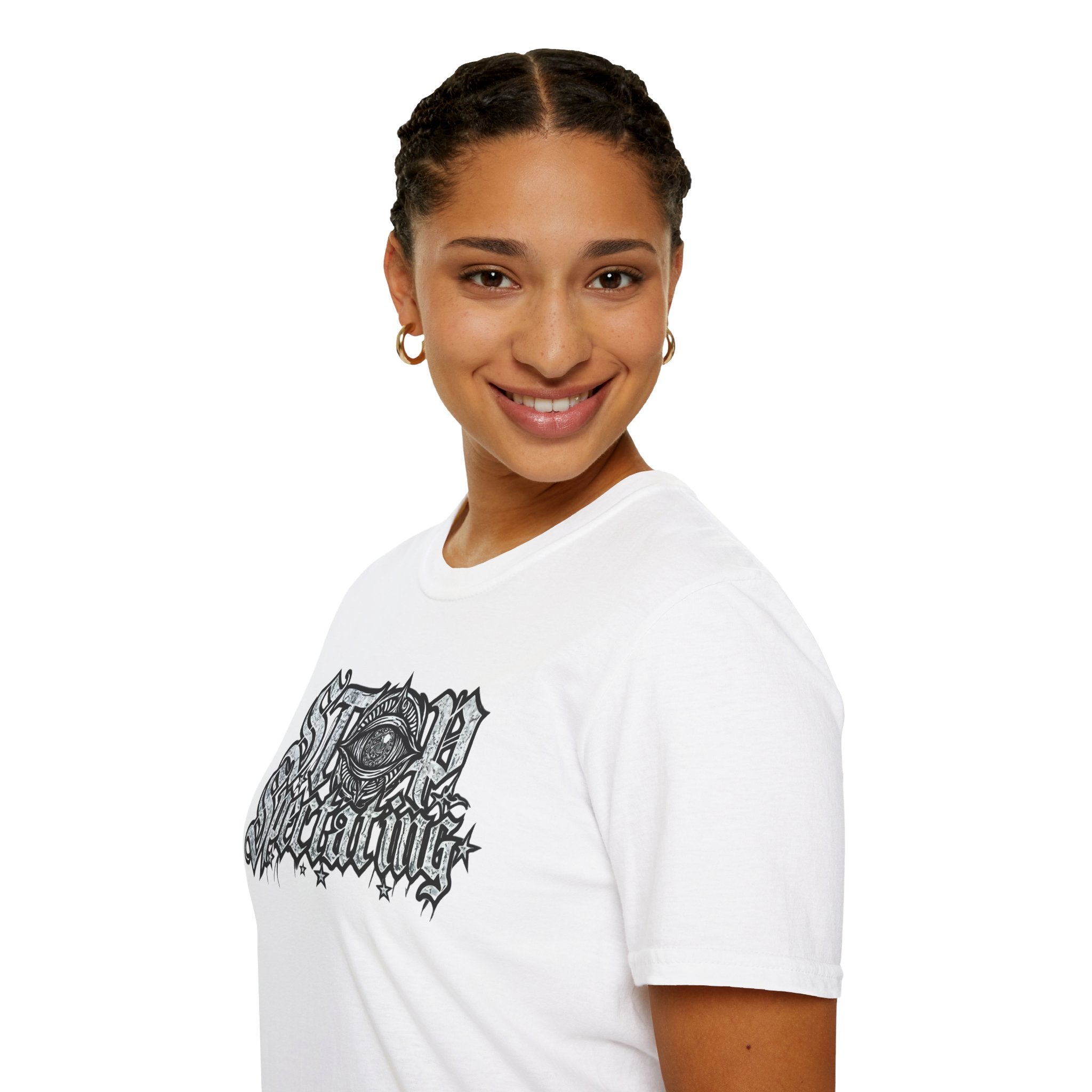 Stop Spectating Lightweight Chest Logo T-Shirt - White - 100% cotton