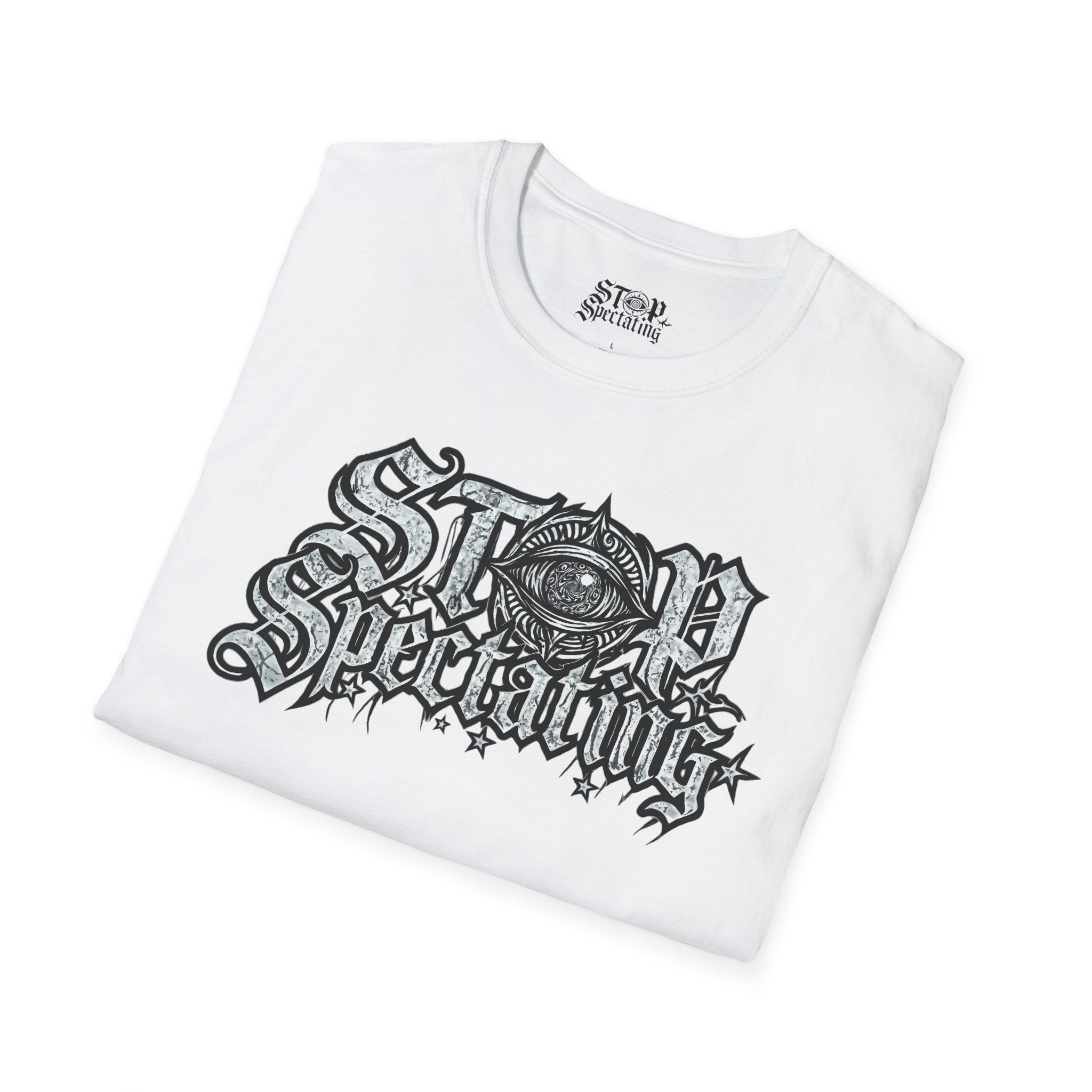 Stop Spectating Lightweight Chest Logo T-Shirt - White - 100% cotton