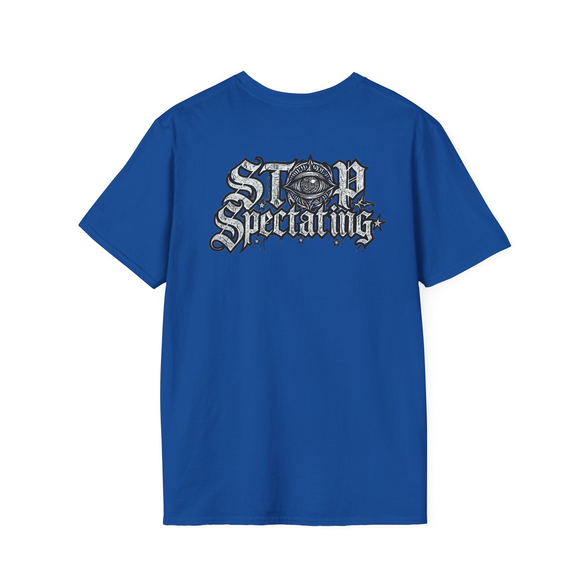 Stop Spectating Left Chest/Back Logo Tee - 100% Cotton/Light Colors