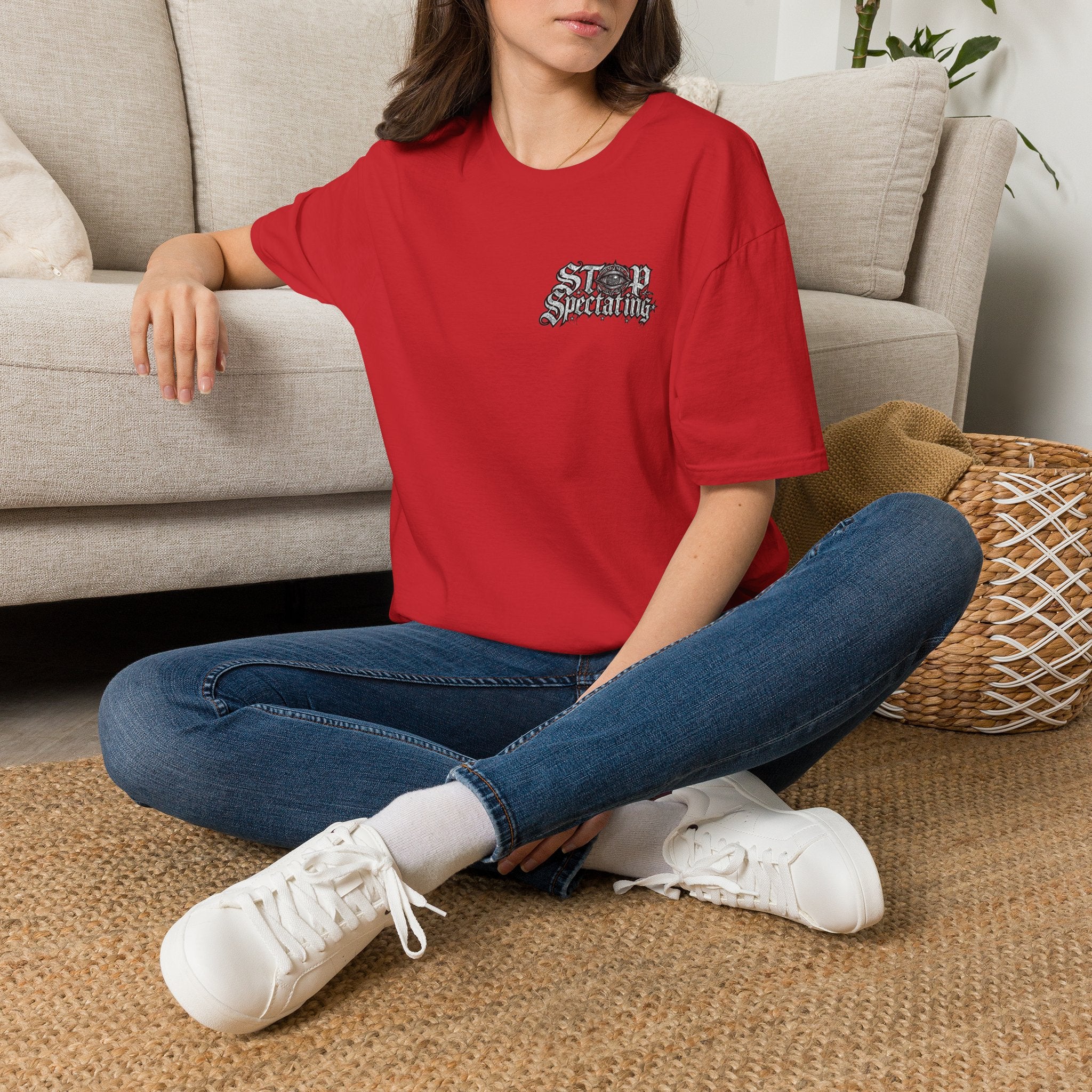 Stop Spectating Left Chest/Back Logo Tee - 100% Cotton/Light Colors