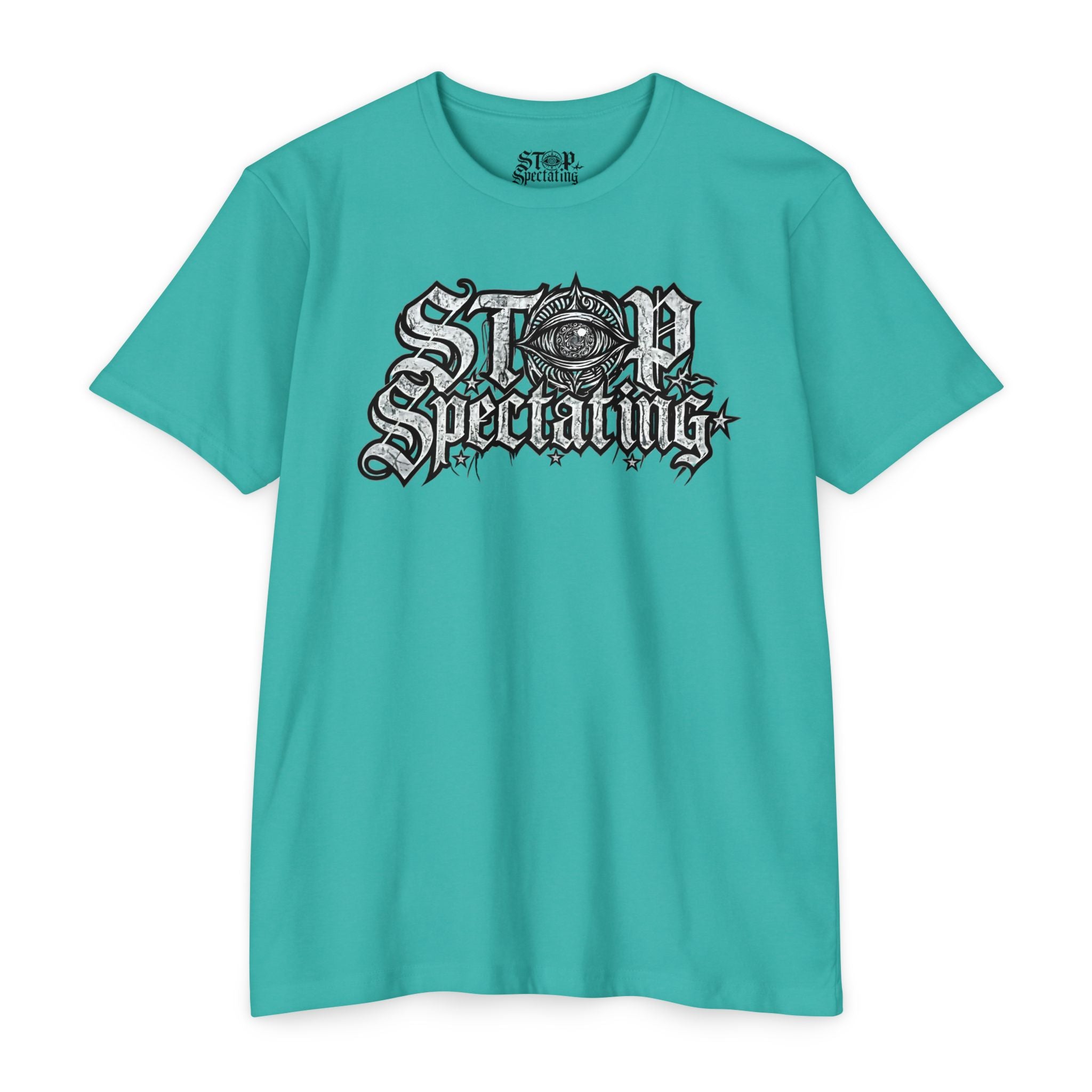 Stop Spectating Large Chest Logo Tee - 60/40 Blend/Light Colors