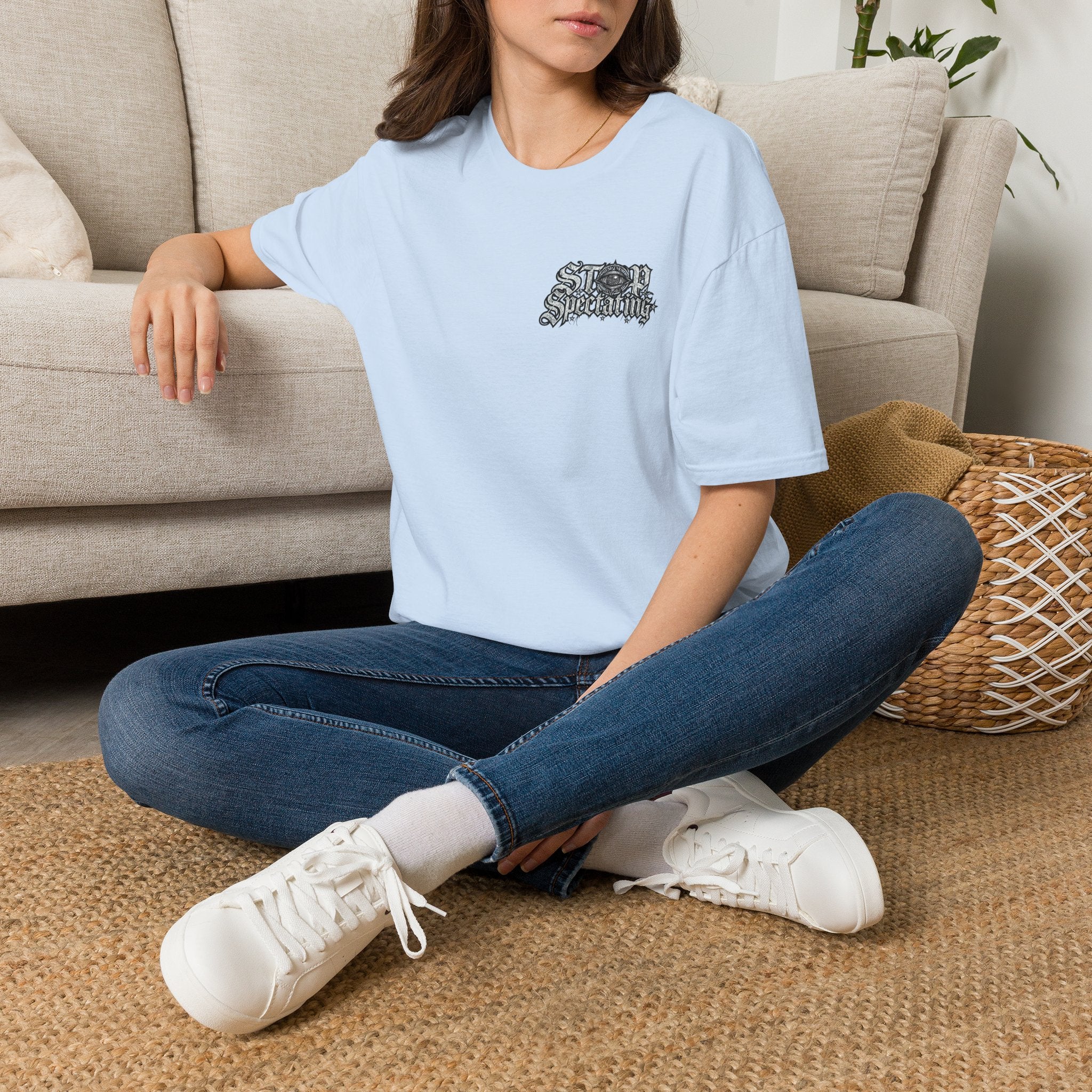 Stop Spectating Left Chest/Back Logo Tee - 100% Cotton/Light Colors