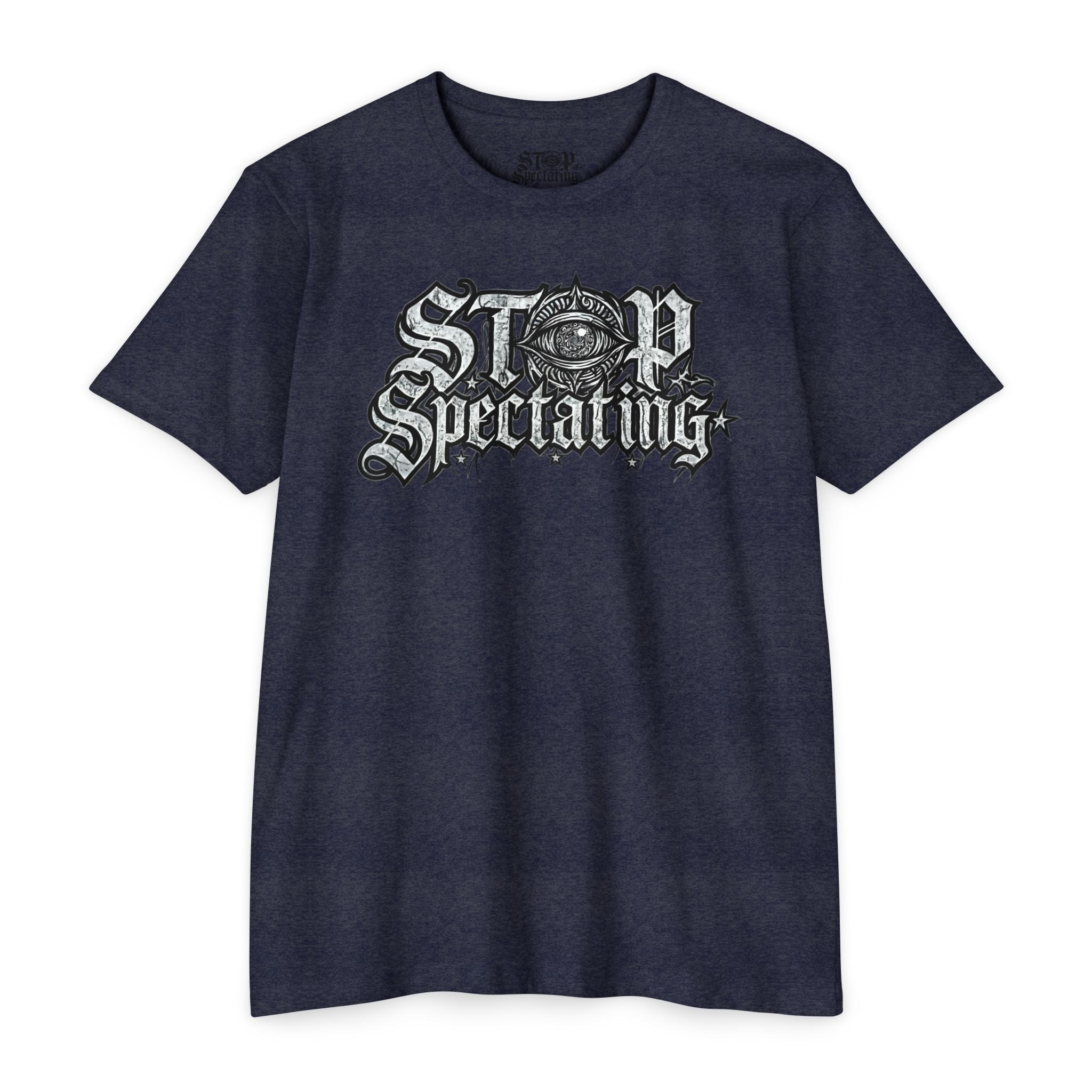 Stop Spectating Large Chest Logo Tee - 60/40 Blend/Light Colors