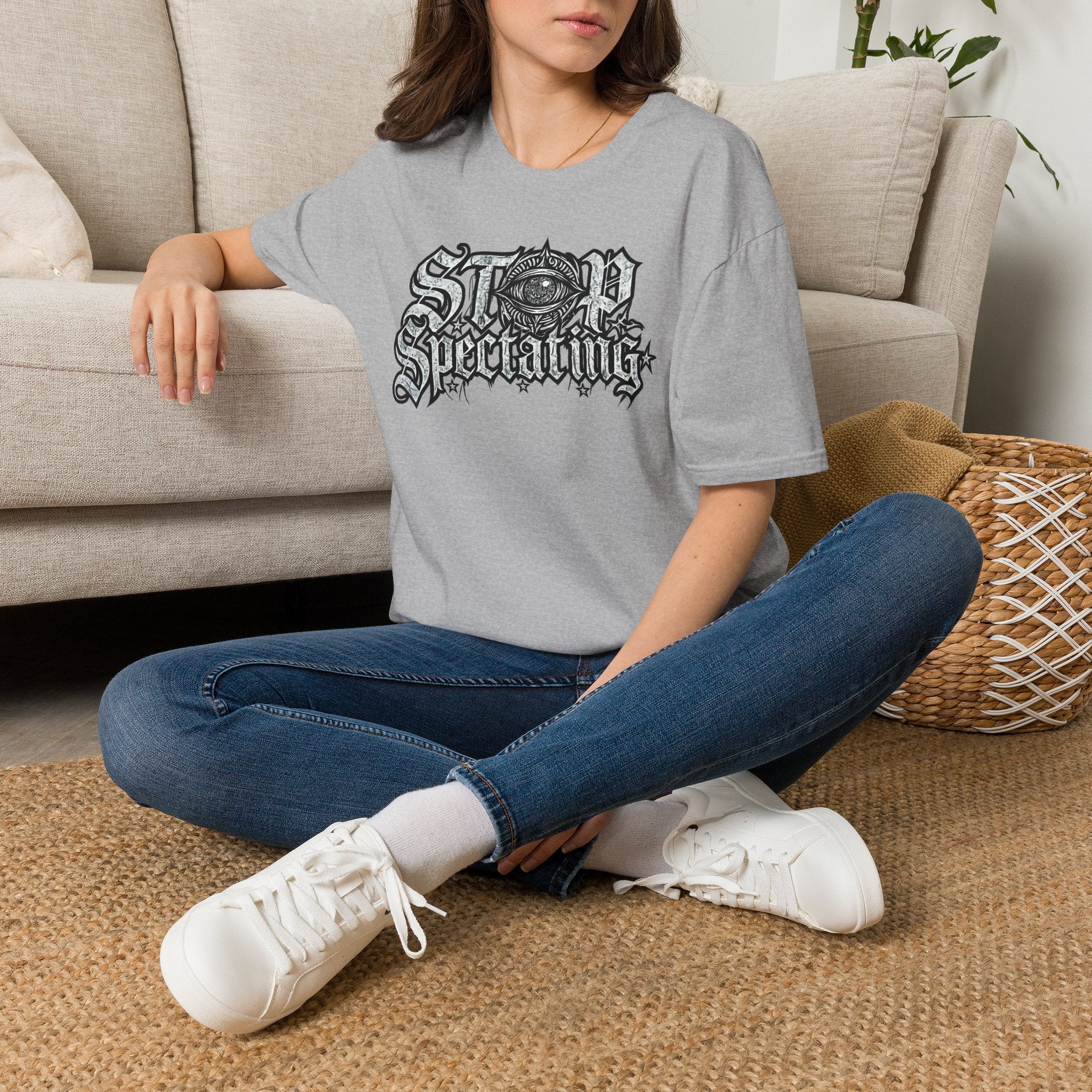 Stop Spectating Large Chest Logo Tee - 100% Cotton/Light Colors