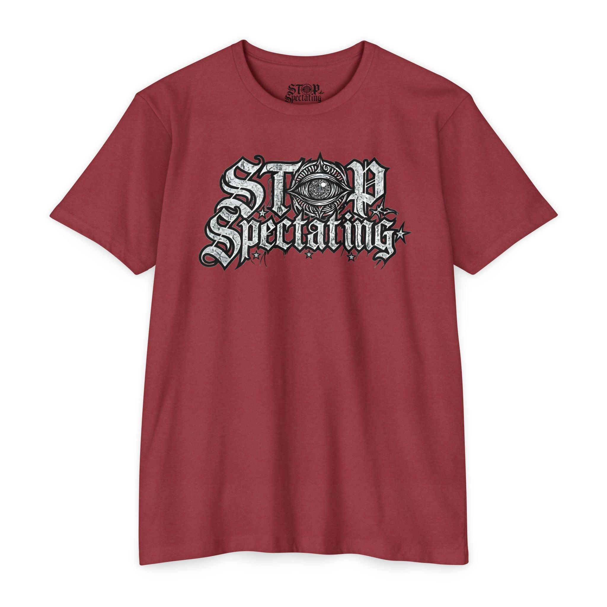 Stop Spectating Large Chest Logo Tee - 60/40 Blend/Light Colors