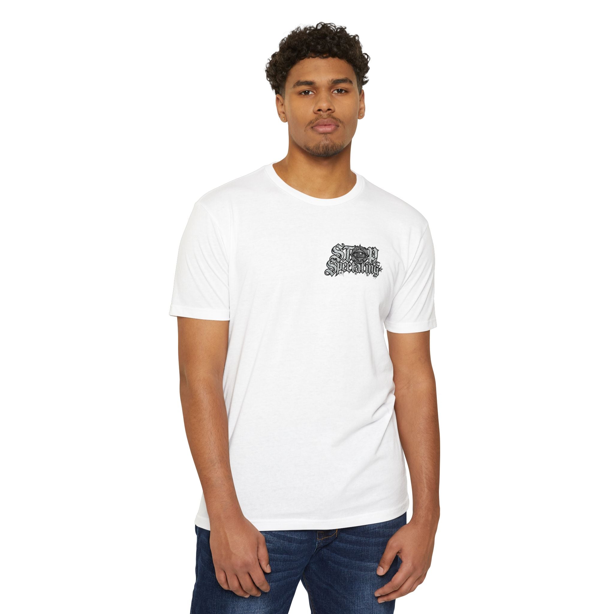 Stop Spectating Left chest/Back Logo Tee - 60/40 Blend/Light Colors