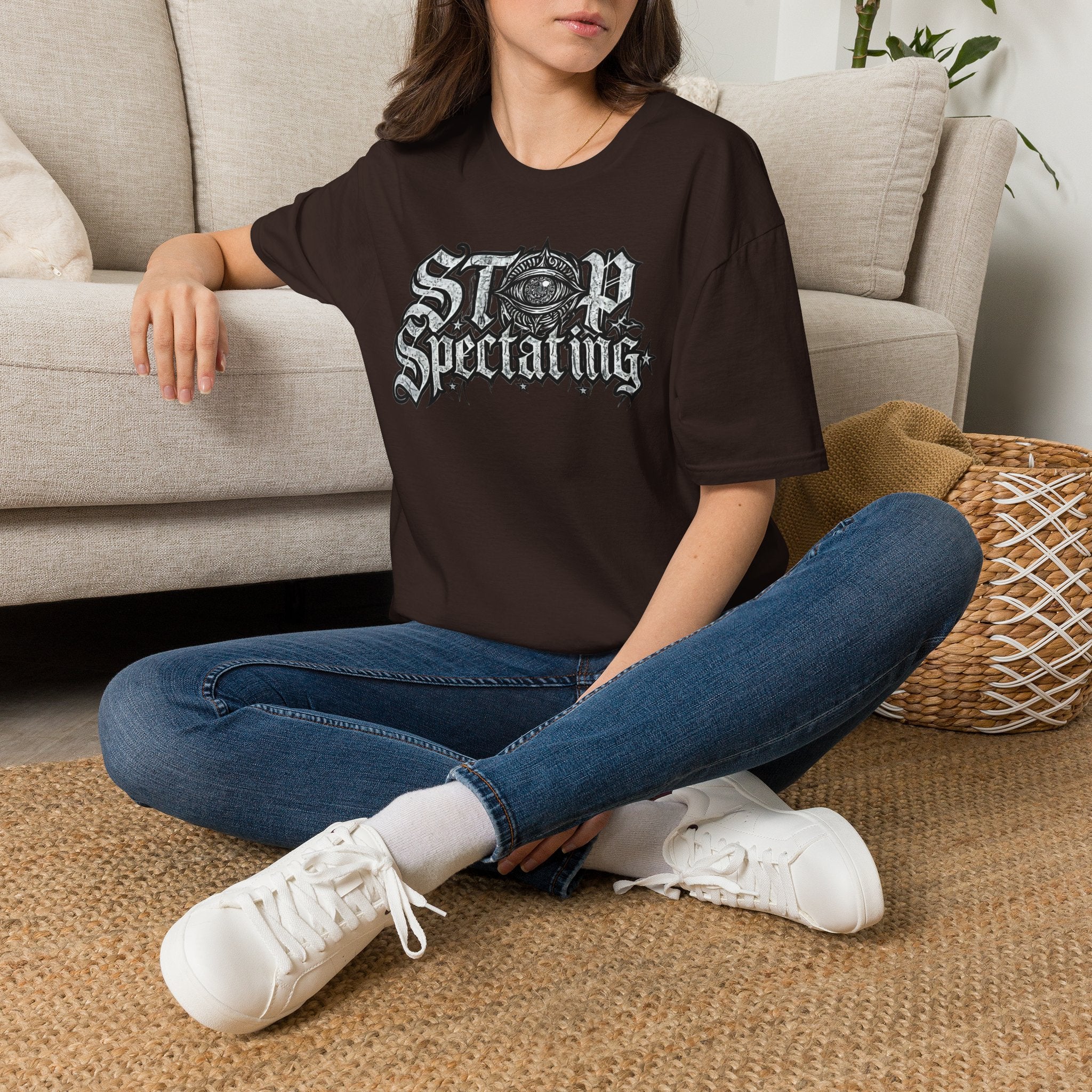 Stop Spectating Large Chest Logo Tee - 100% Cotton/Dark Colors
