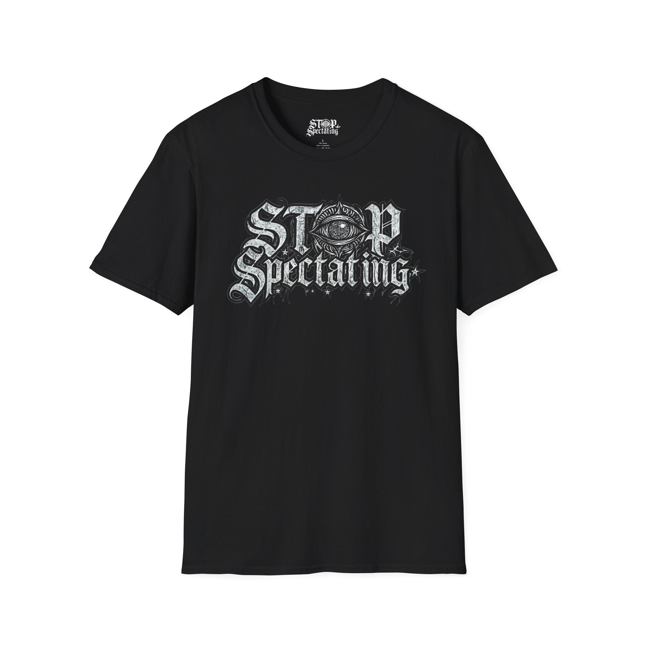 Stop Spectating Lightweight Chest Logo T-Shirt - Black - 100% cotton