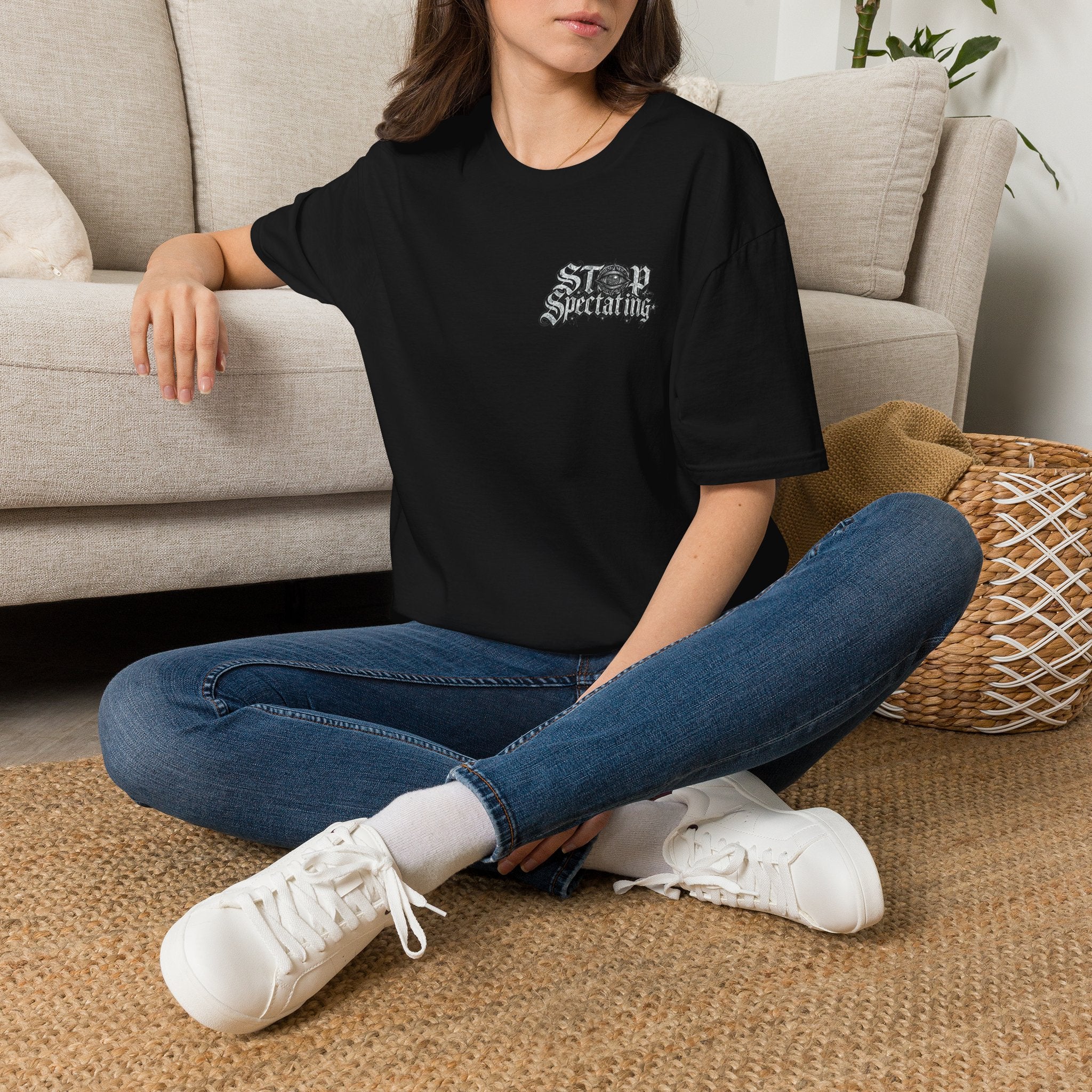 Stop Spectating Left chest/Back Logo Tee - 100% Cotton/Dark Colors