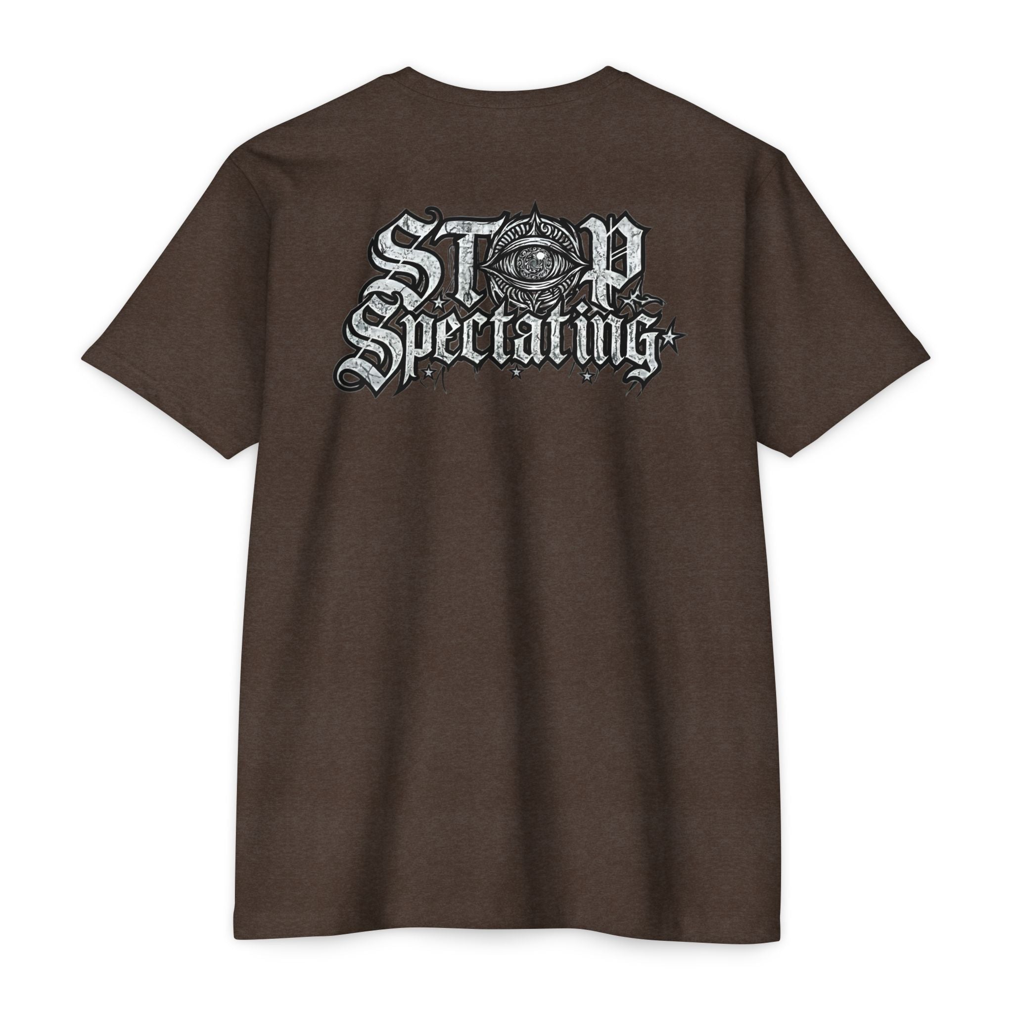 Stop Spectating Left chest/Back Logo Tee - 60/40 Blend/Light Colors