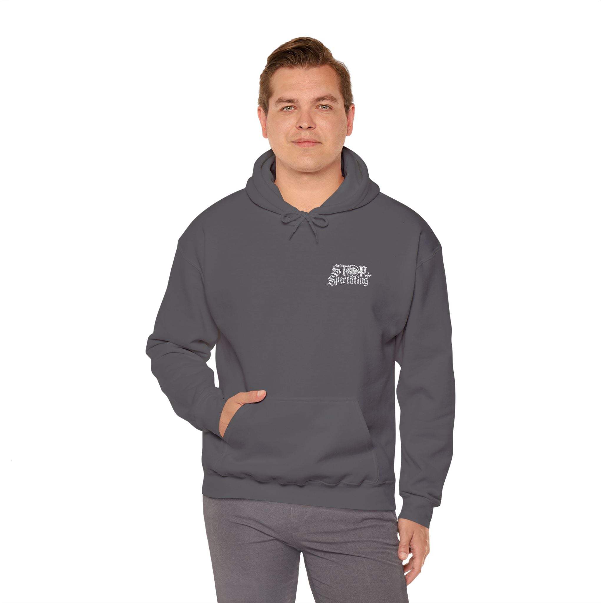 Stop Spectating Embroidered Hoodie - Grey