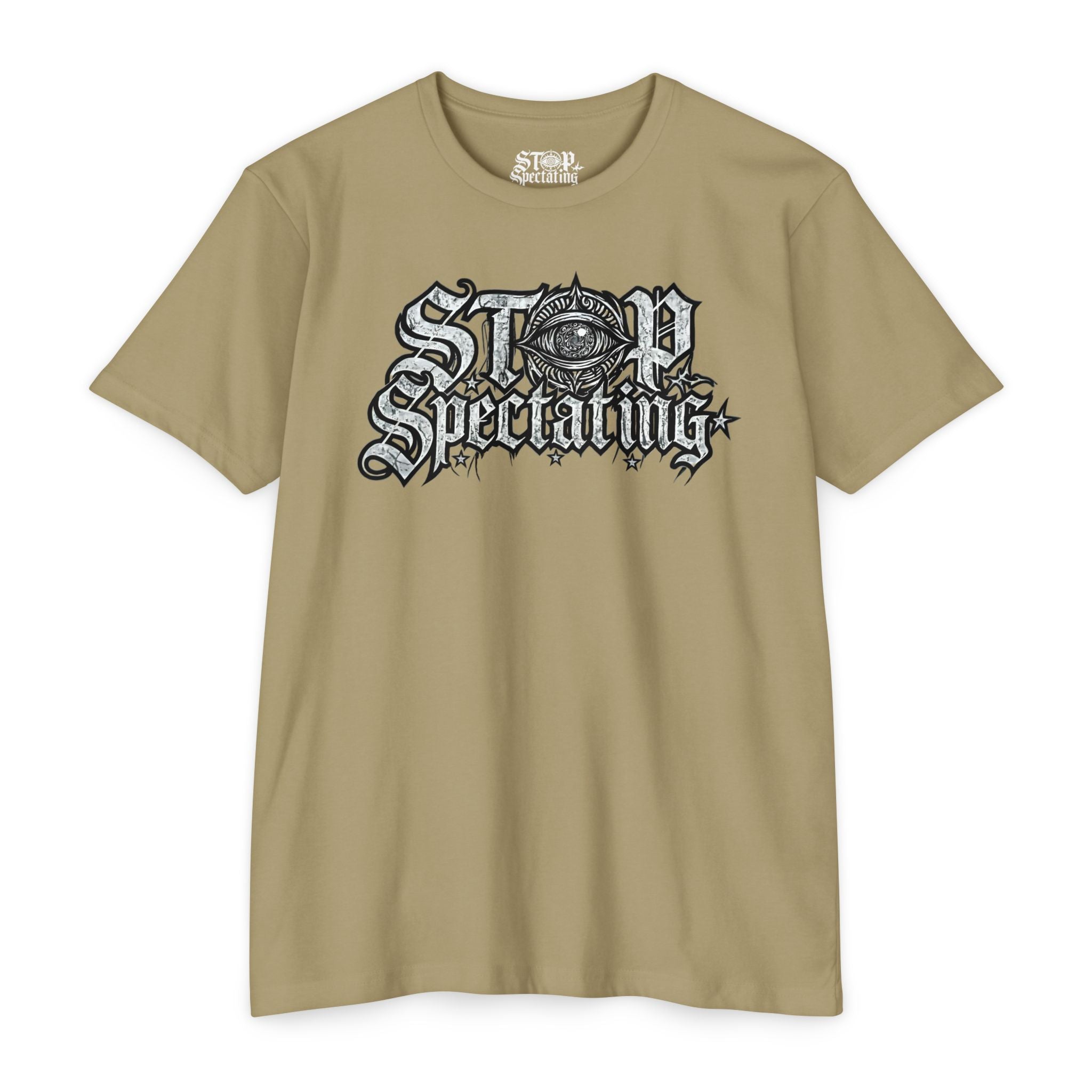 Stop Spectating Large Chest Logo Tee  - 60/40 Blend/Dark Colors