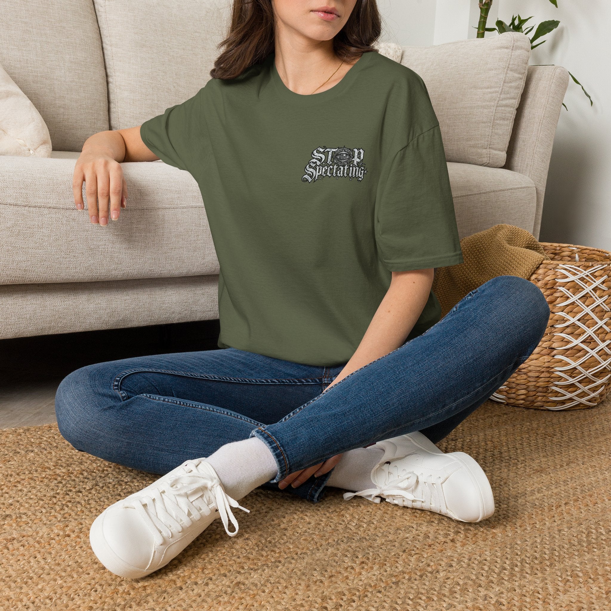 Stop Spectating Left chest/Back Logo Tee - 100% Cotton/Dark Colors