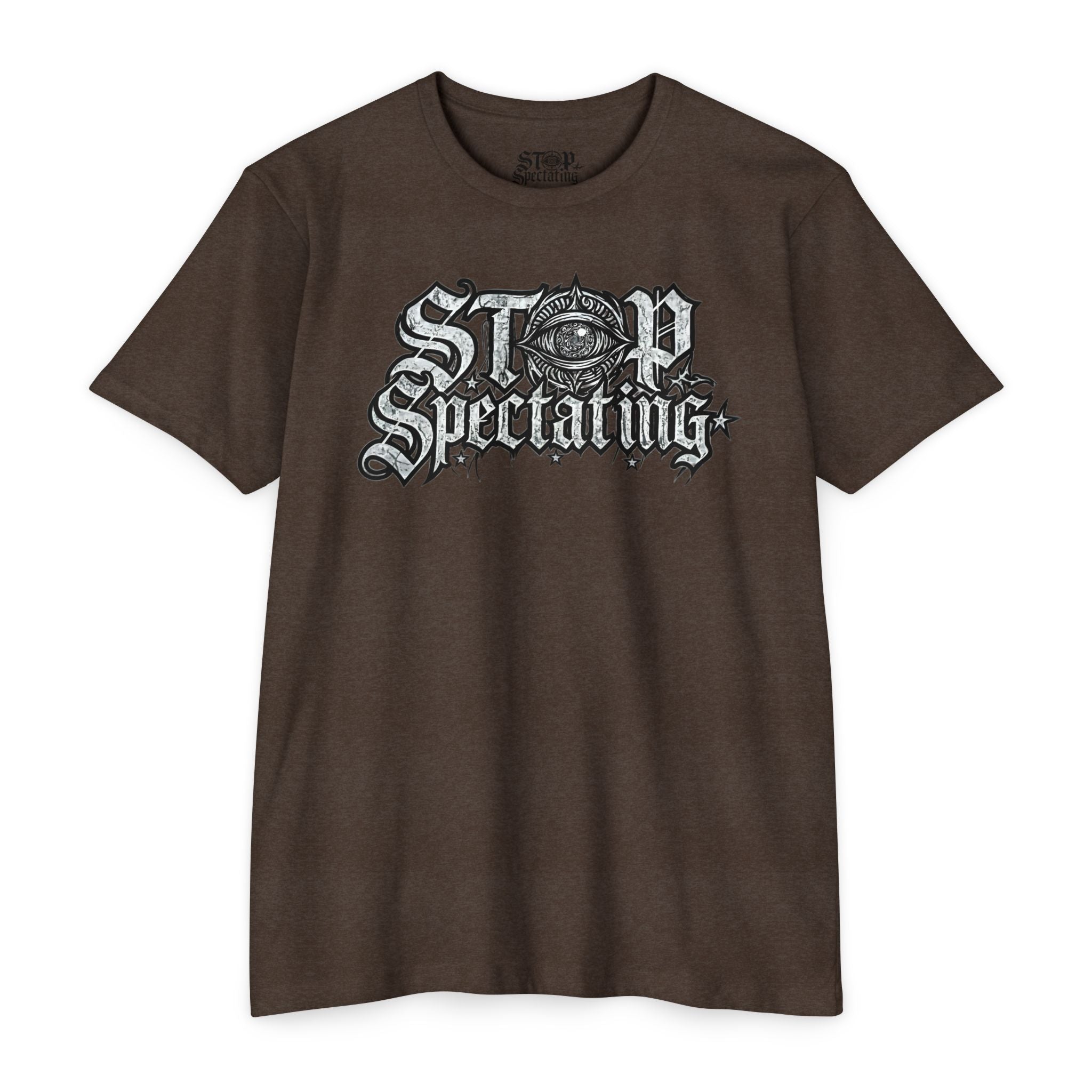 Stop Spectating Large Chest Logo Tee - 60/40 Blend/Light Colors