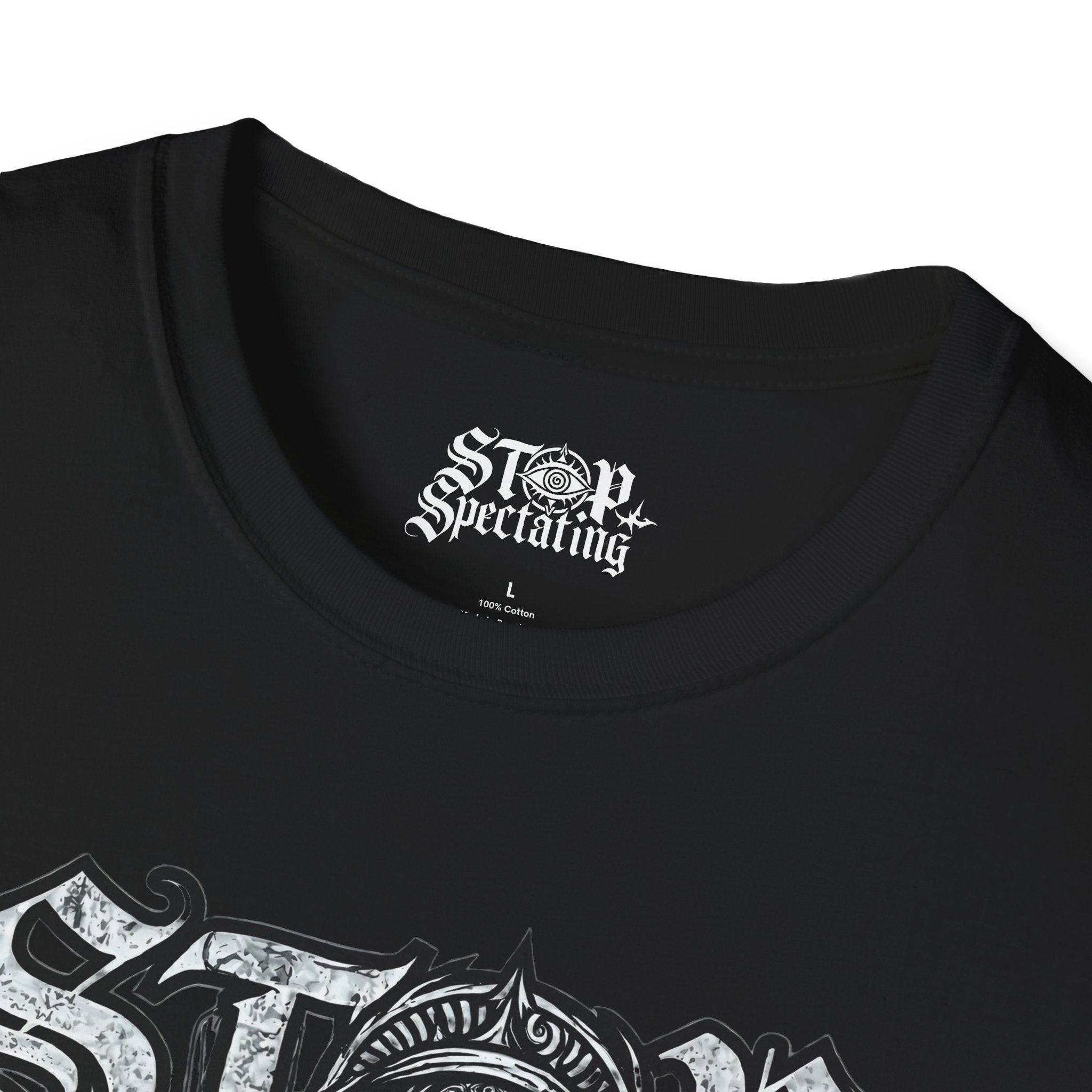 Stop Spectating Lightweight Chest Logo T-Shirt - Black - 100% cotton