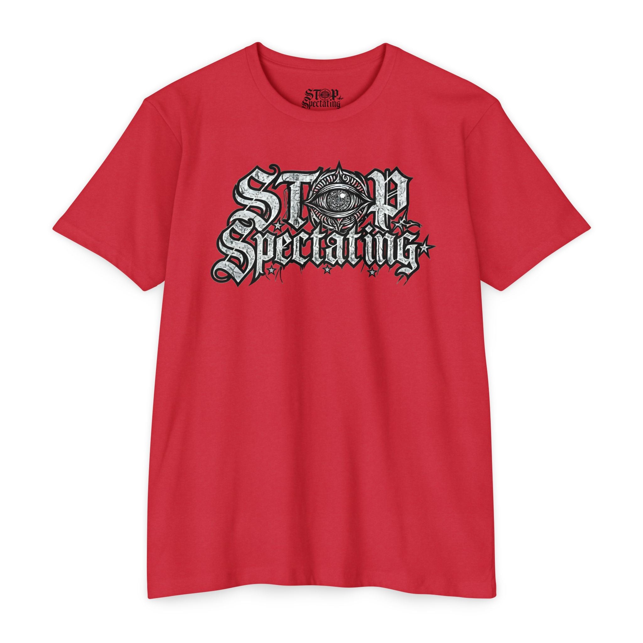 Stop Spectating Large Chest Logo Tee - 60/40 Blend/Light Colors