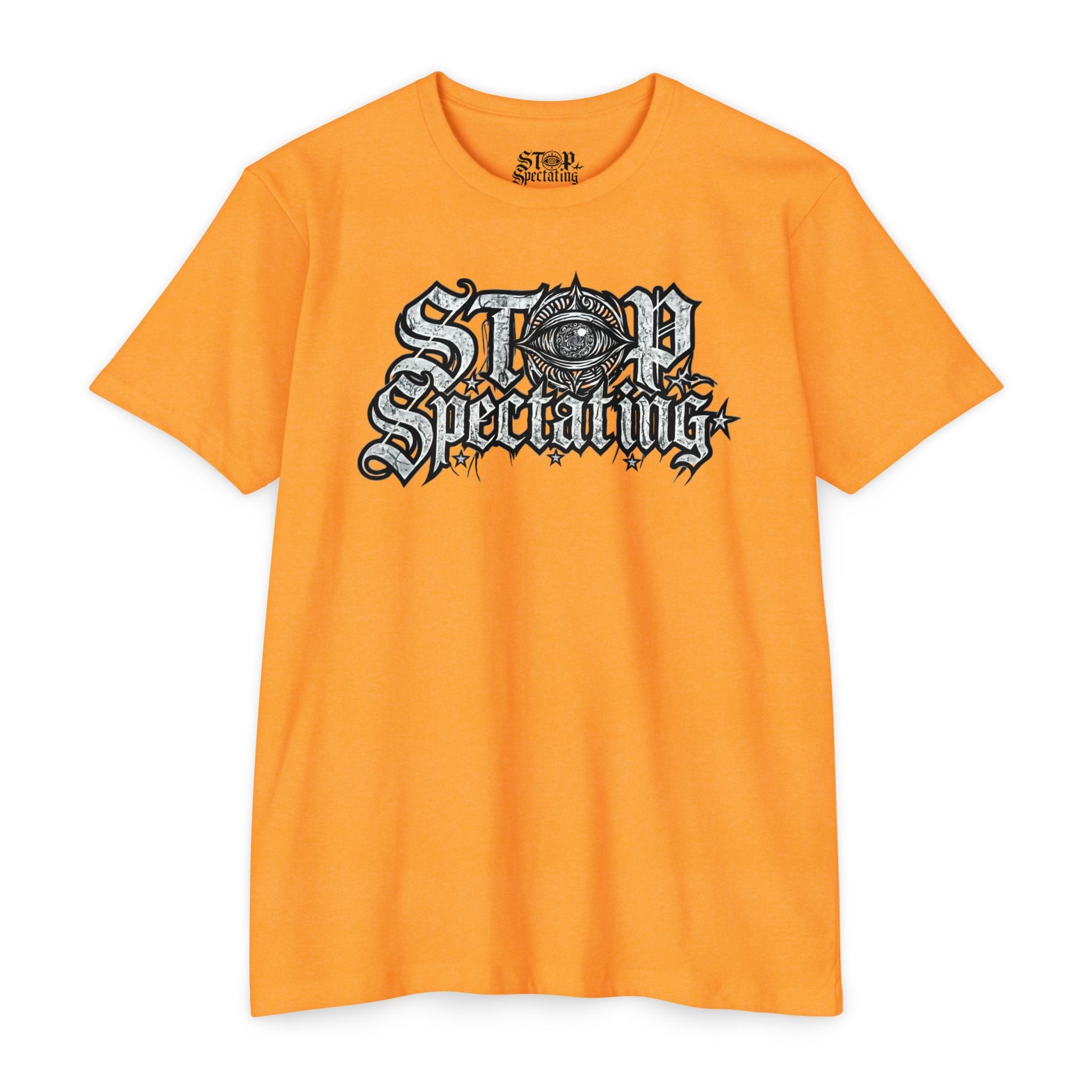 Stop Spectating Large Chest Logo Tee - 60/40 Blend/Light Colors