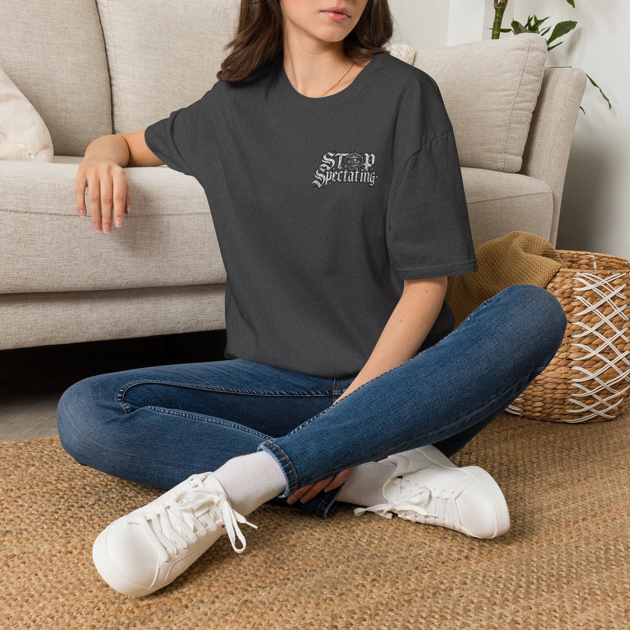 Stop Spectating Left chest/Back Logo Tee - 100% Cotton/Dark Colors