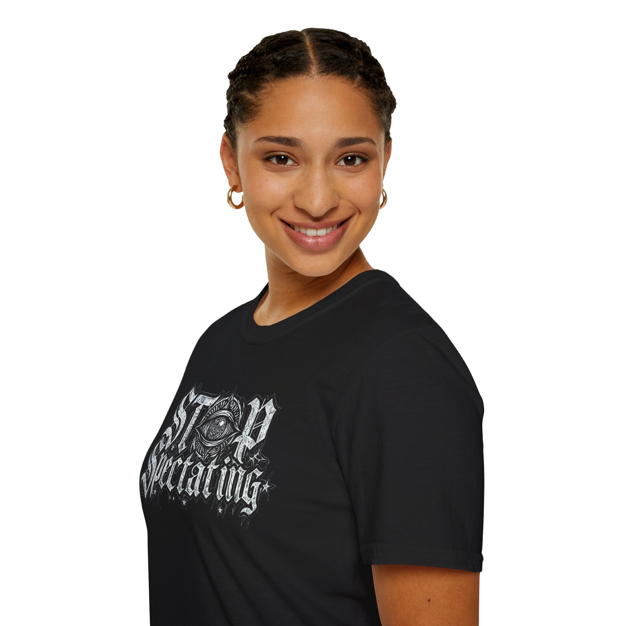 Stop Spectating Lightweight Chest Logo T-Shirt - Black - 100% cotton