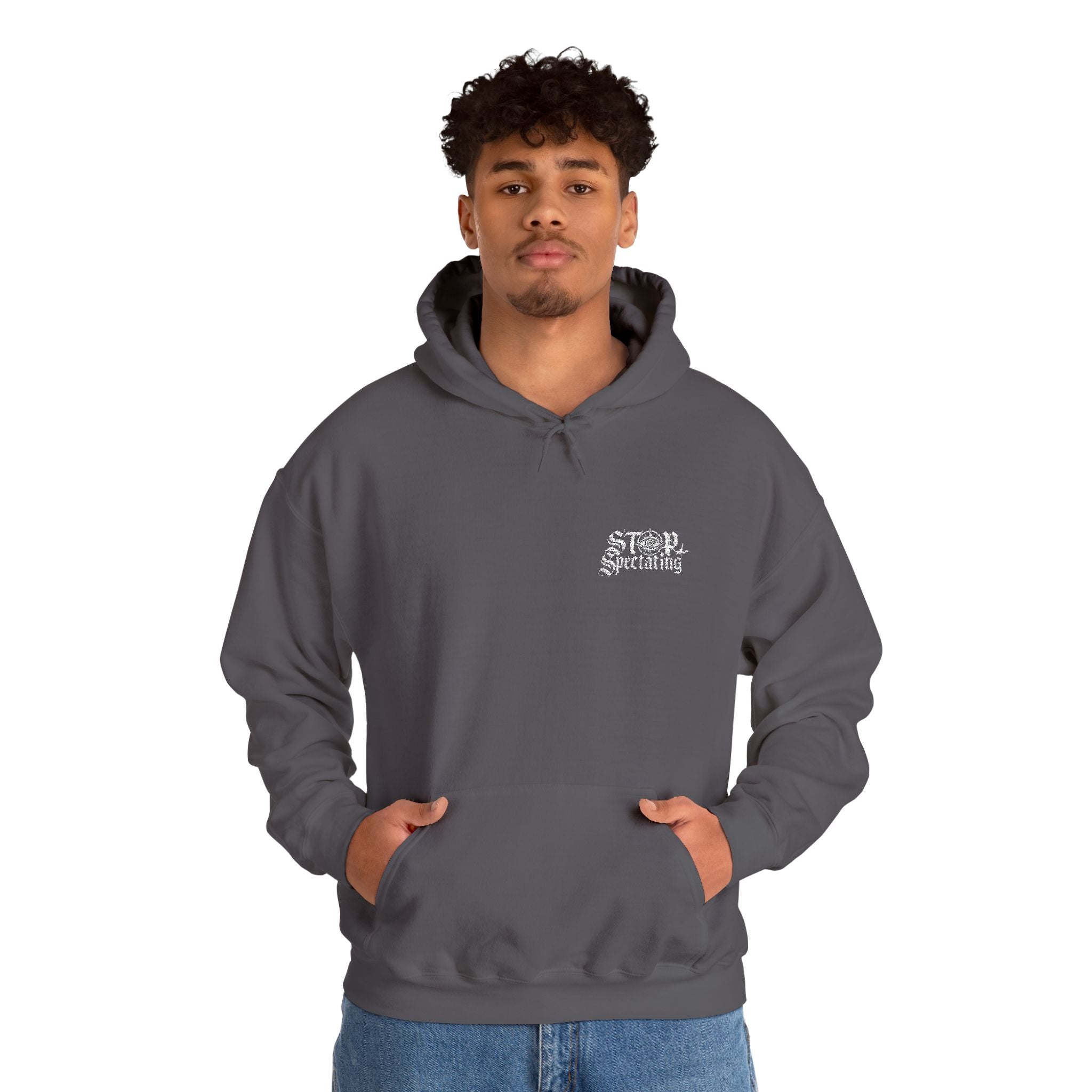 Stop Spectating Embroidered Hoodie - Grey