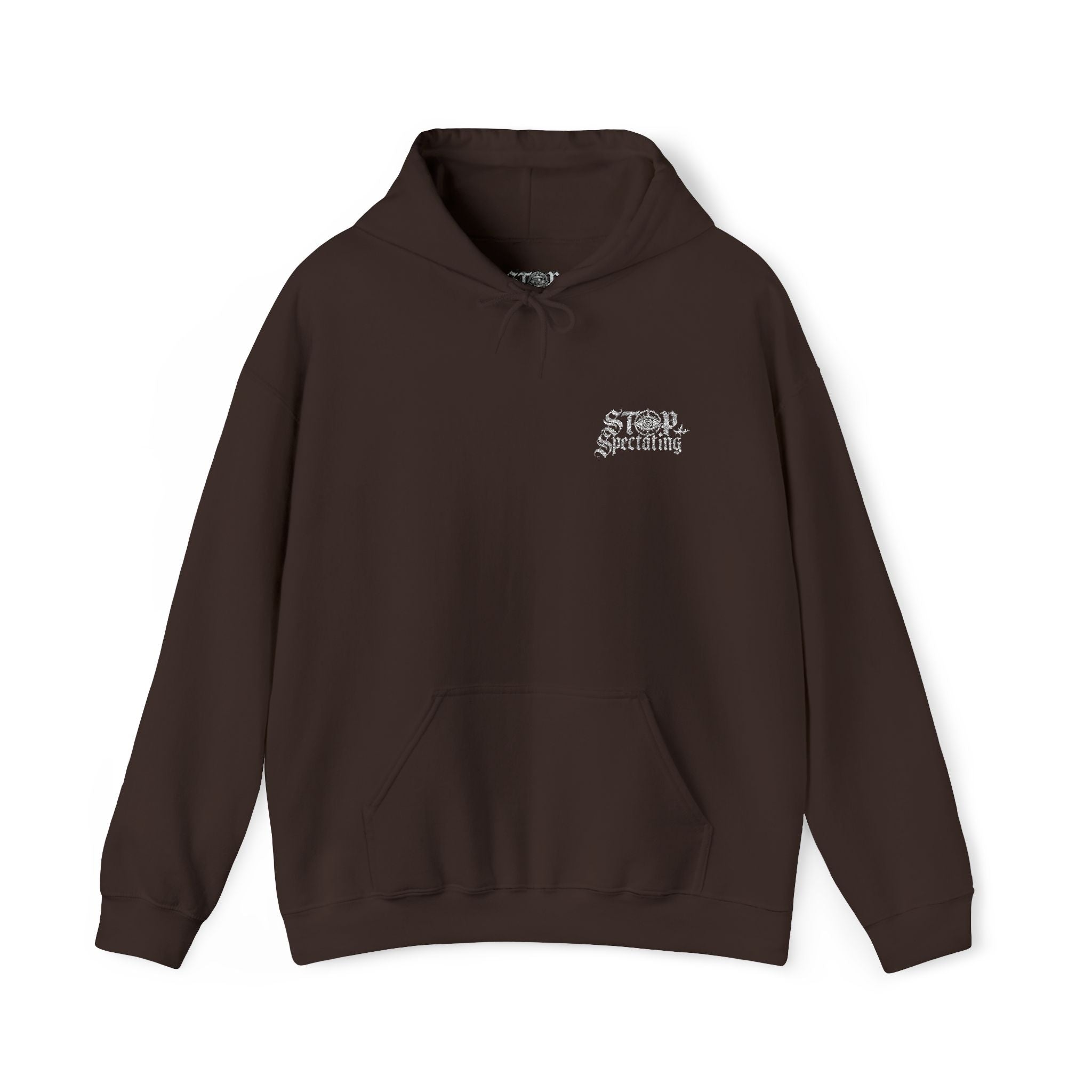 Stop Spectating Embroidered Hoodie - Brown
