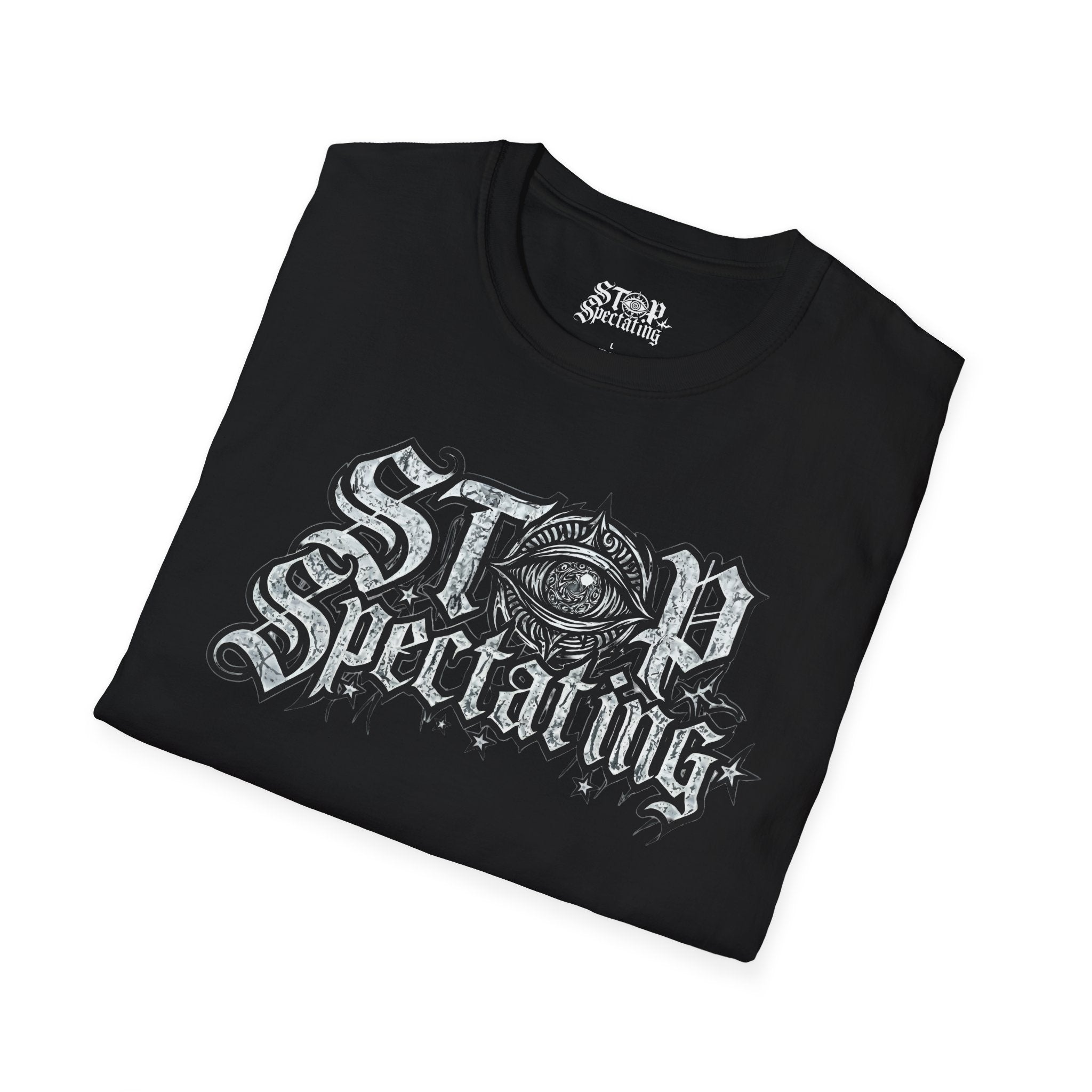 Stop Spectating Lightweight Chest Logo T-Shirt - Black - 100% cotton