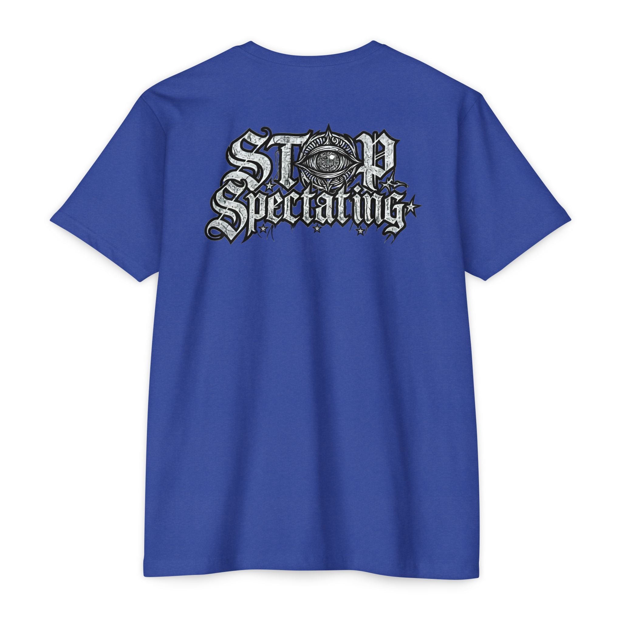 Stop Spectating Left chest/Back Logo Tee - 60/40 Blend/Light Colors