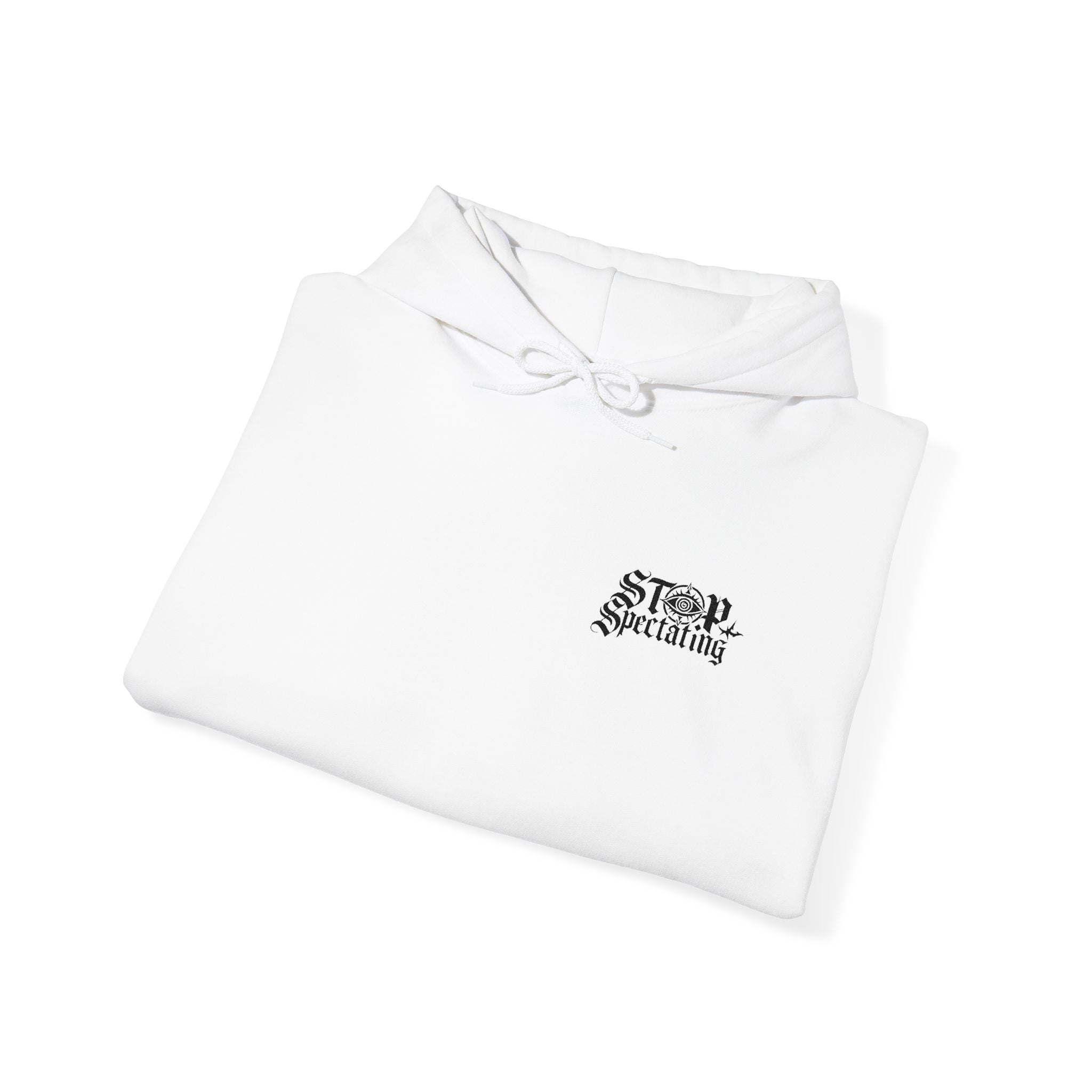 Stop Spectating Embroidered Hoodie - White