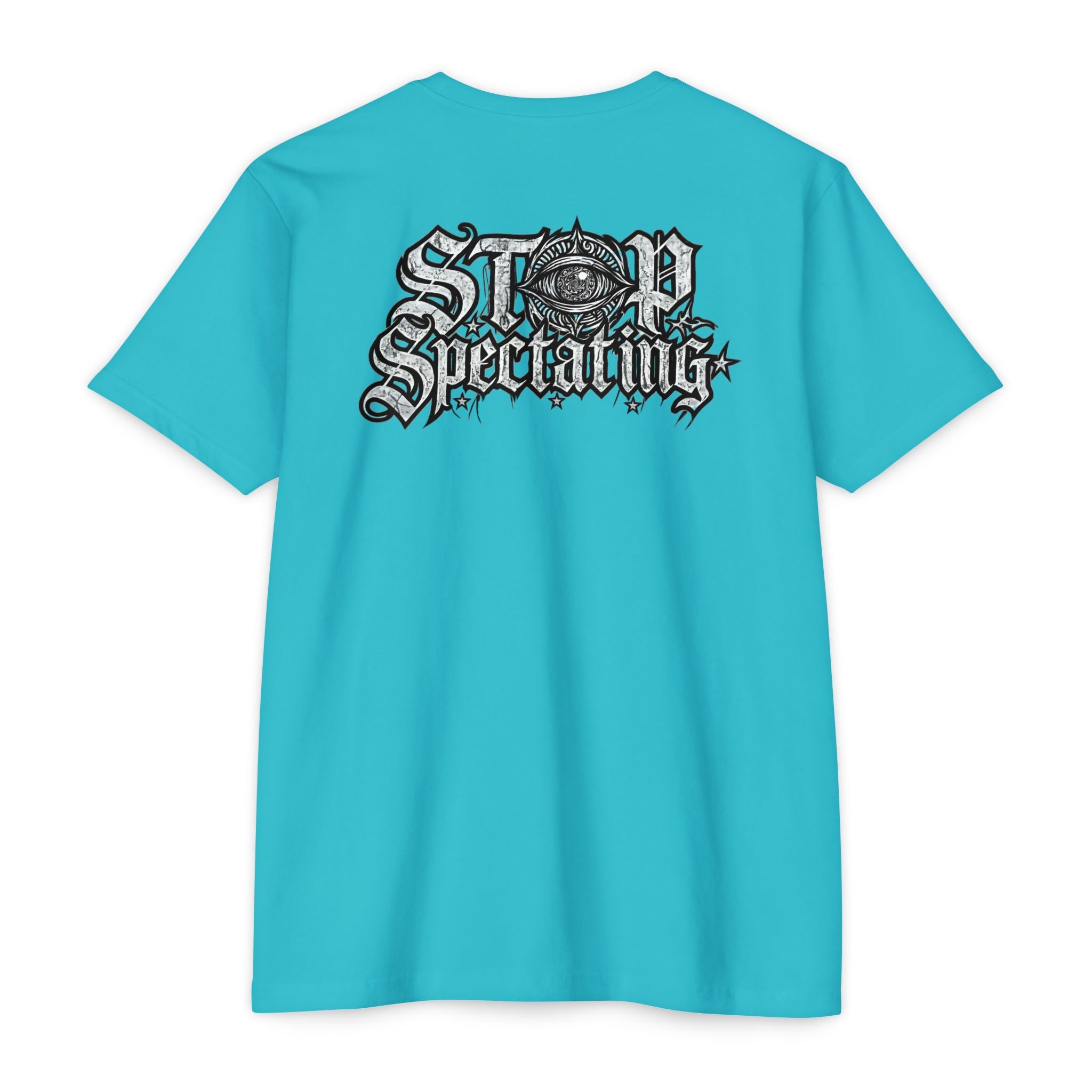 Stop Spectating Left chest/Back Logo Tee - 60/40 Blend/Light Colors