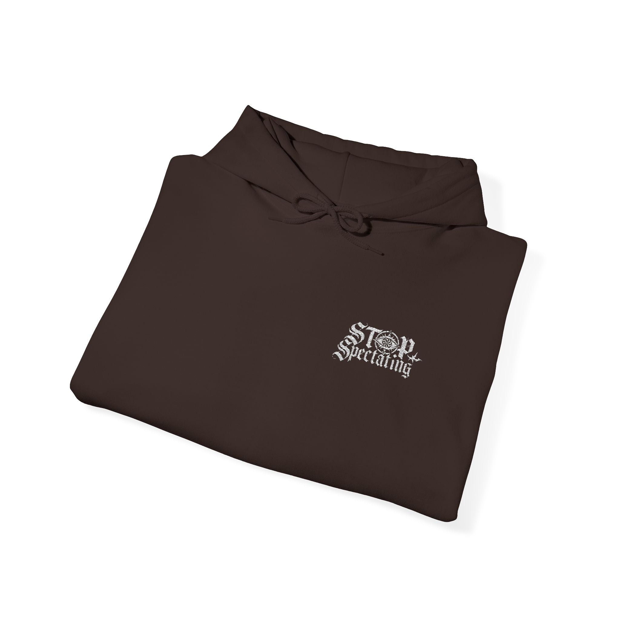 Stop Spectating Embroidered Hoodie - Brown